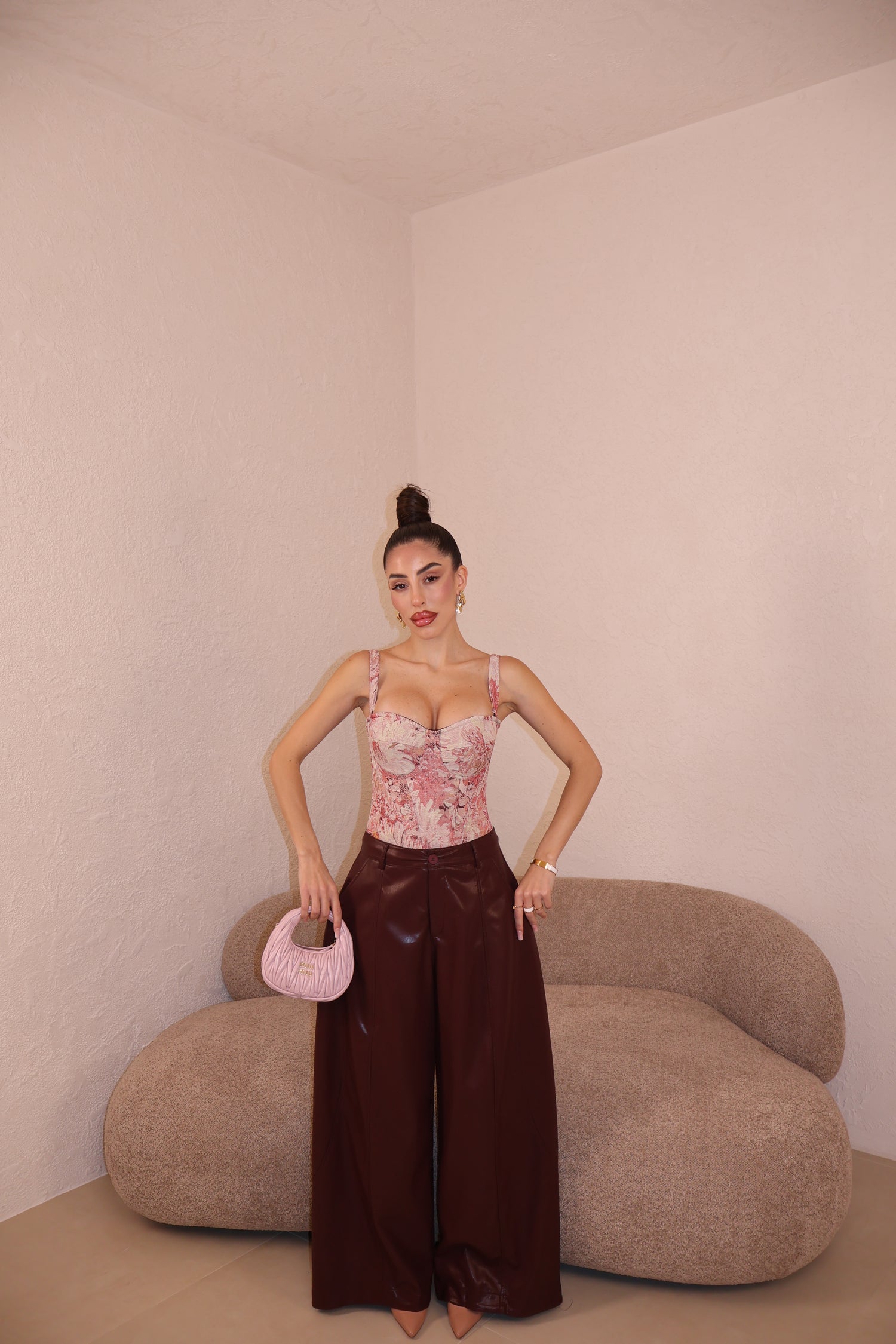 Pantaloni Balloon Similpelle bordeaux