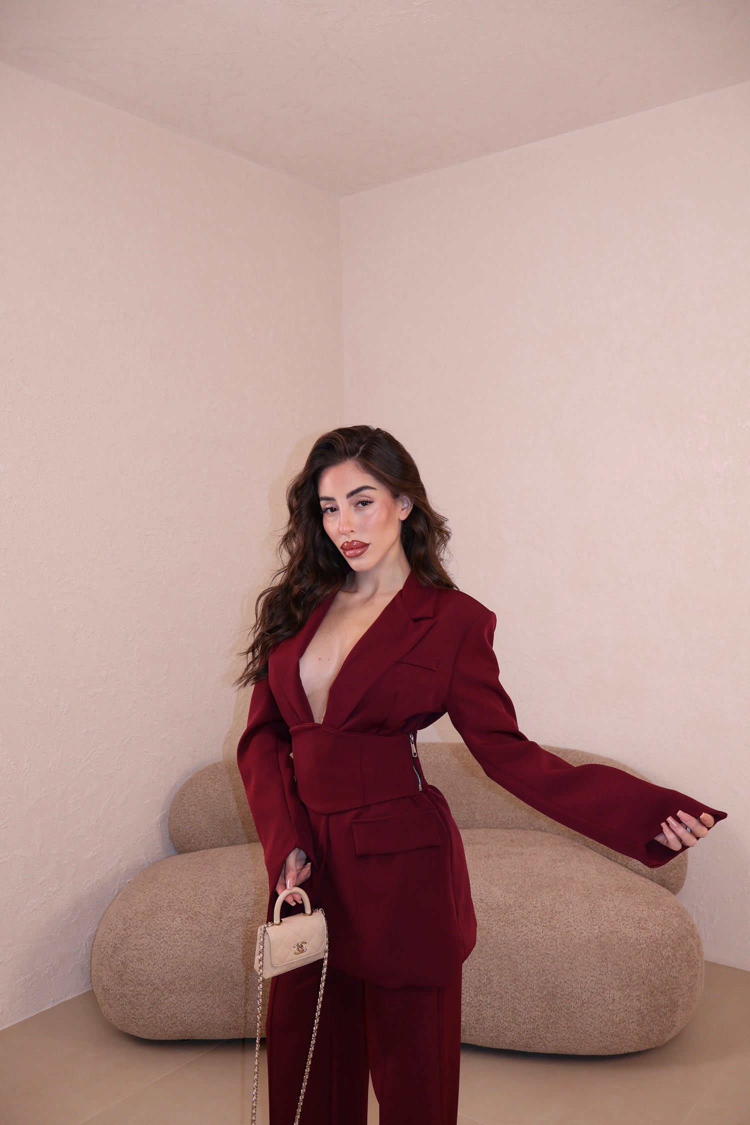 Tailleur Corset bordeaux
