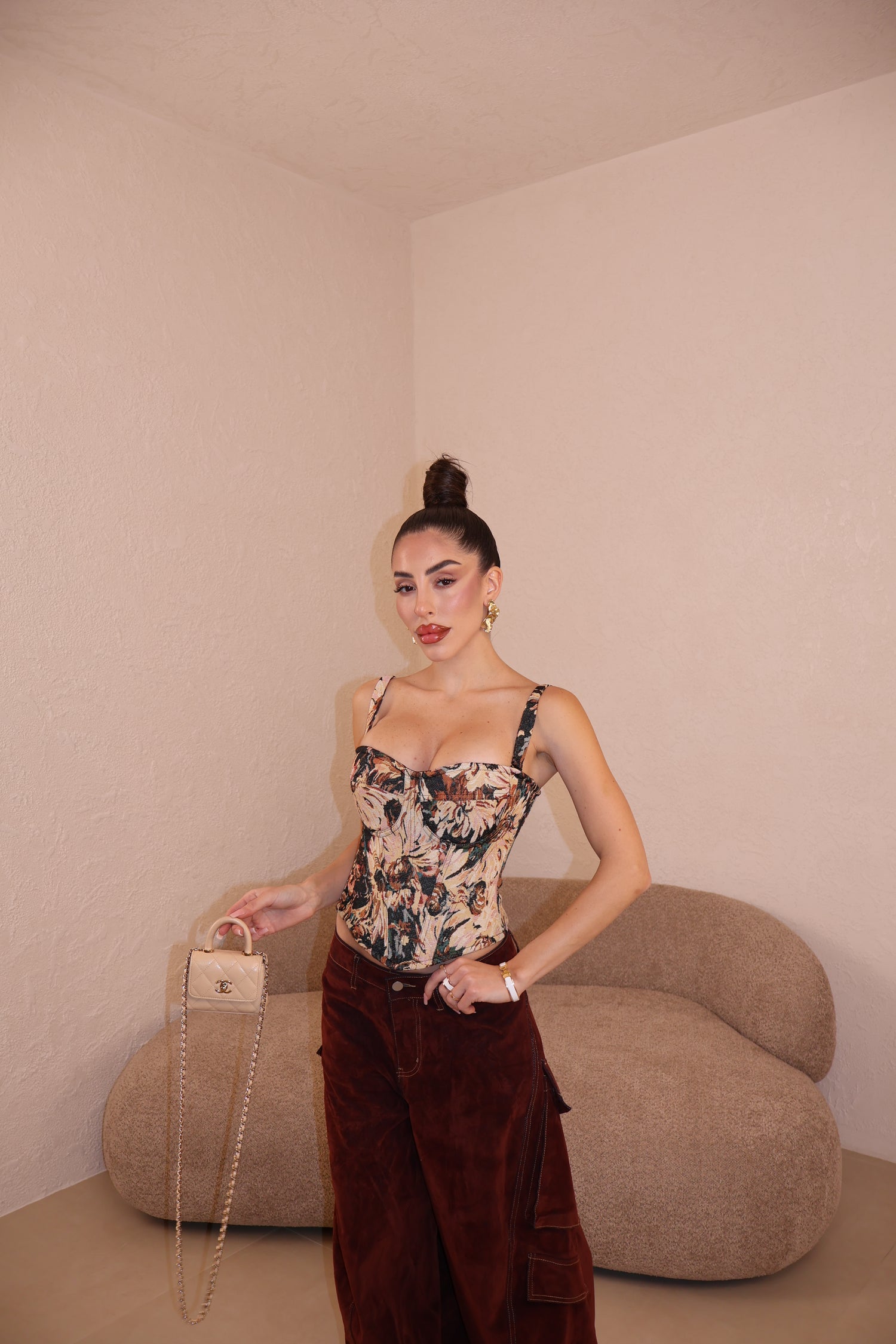 Corset Flowers Push up choco