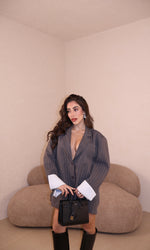 Giacca Over Gessata grey