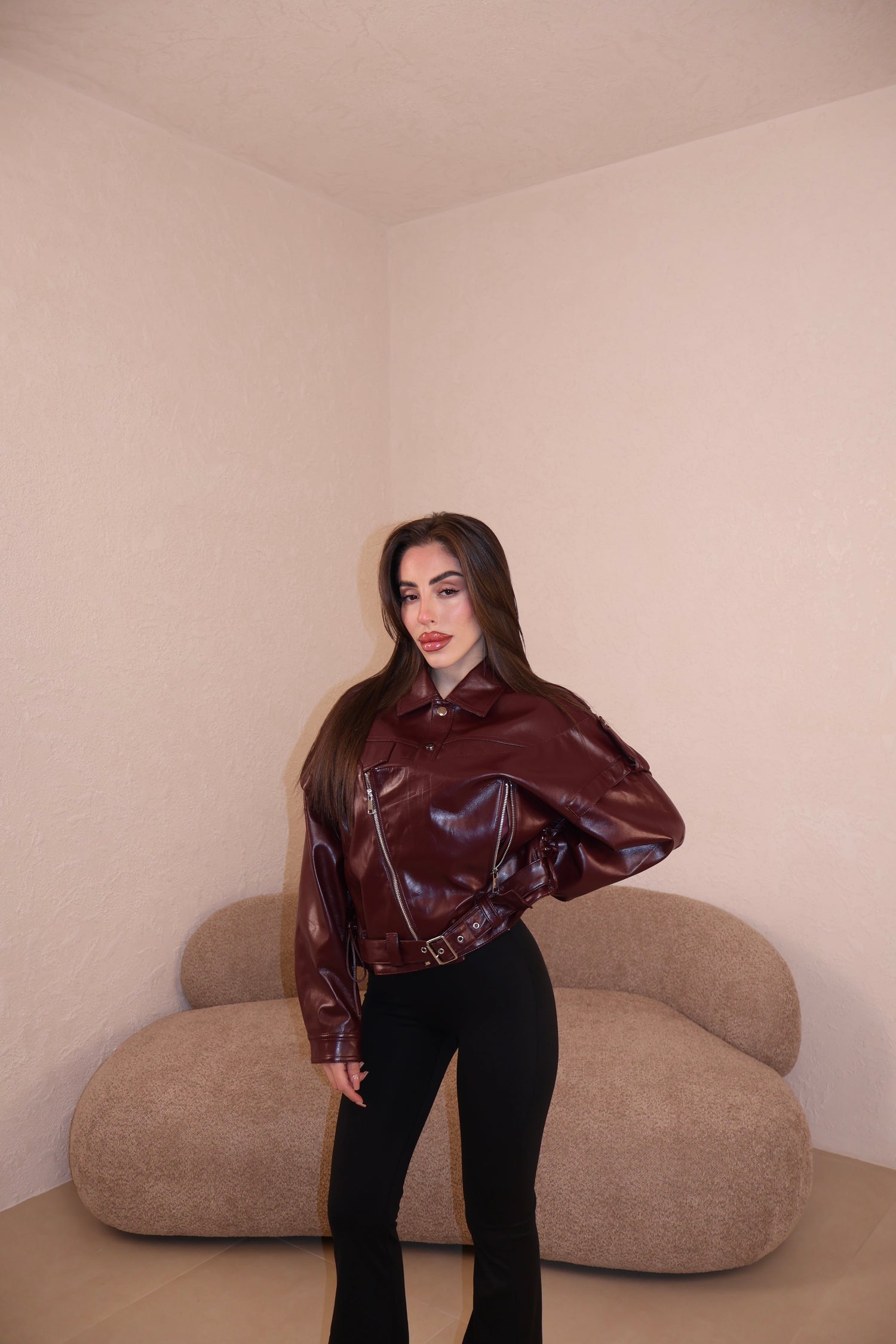 Chiodo Ecopelle Stringhe BORDEAUX