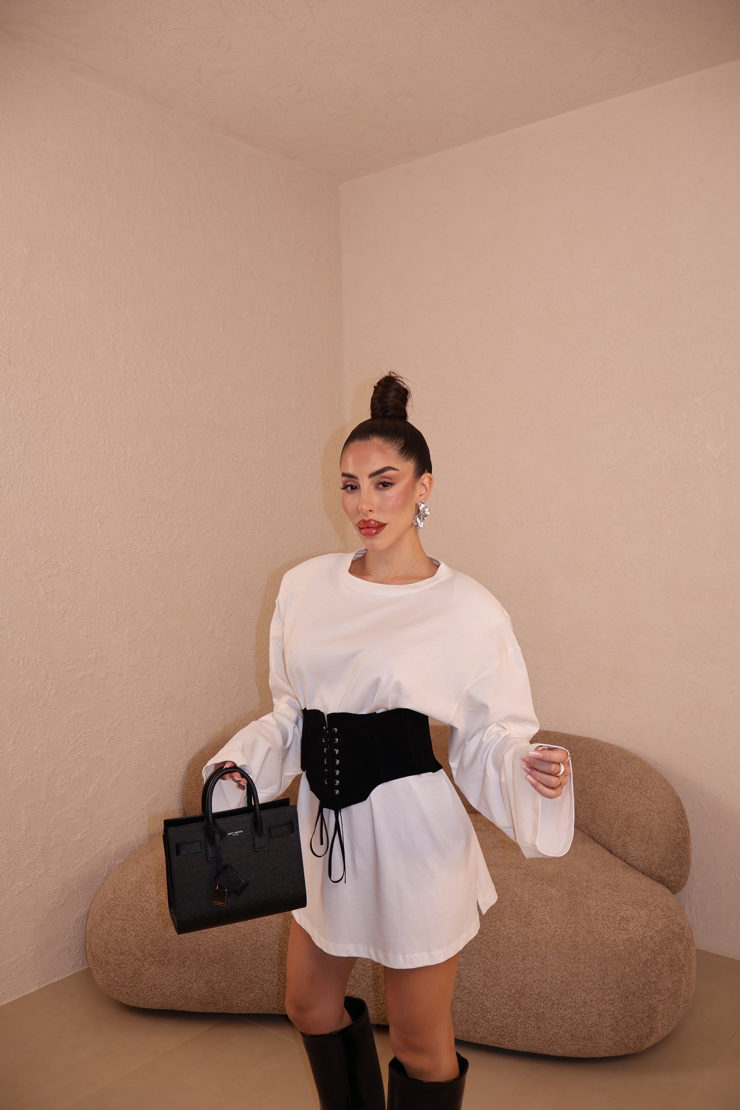 Maglia Over Spalline bianca
