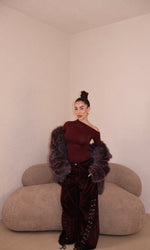 Jeans Chenille Stringhe bordeaux