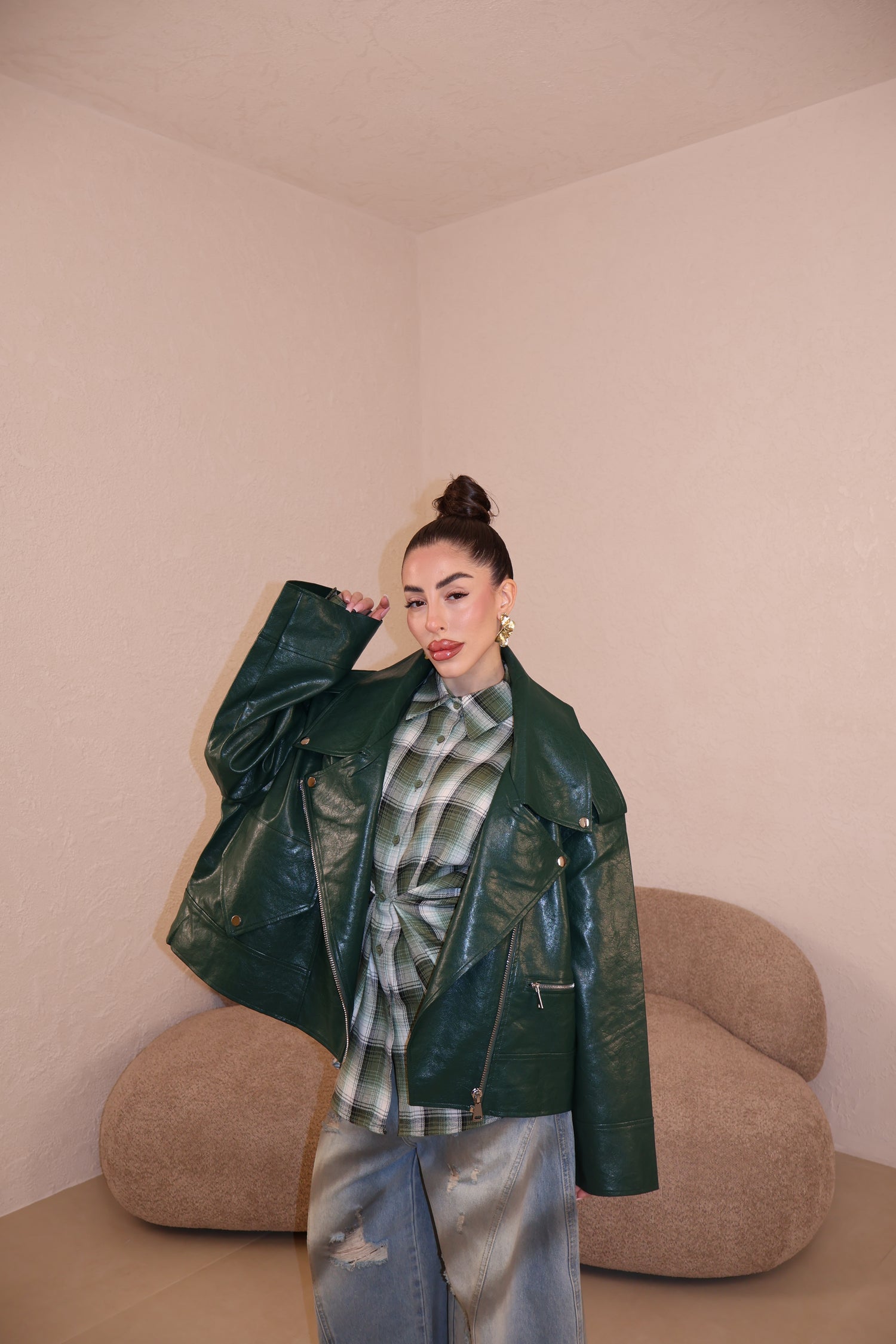Chiodo Ecopelle VERDE GUCCI