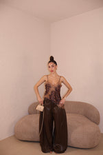 Pantaloni Balloon Similpelle choco