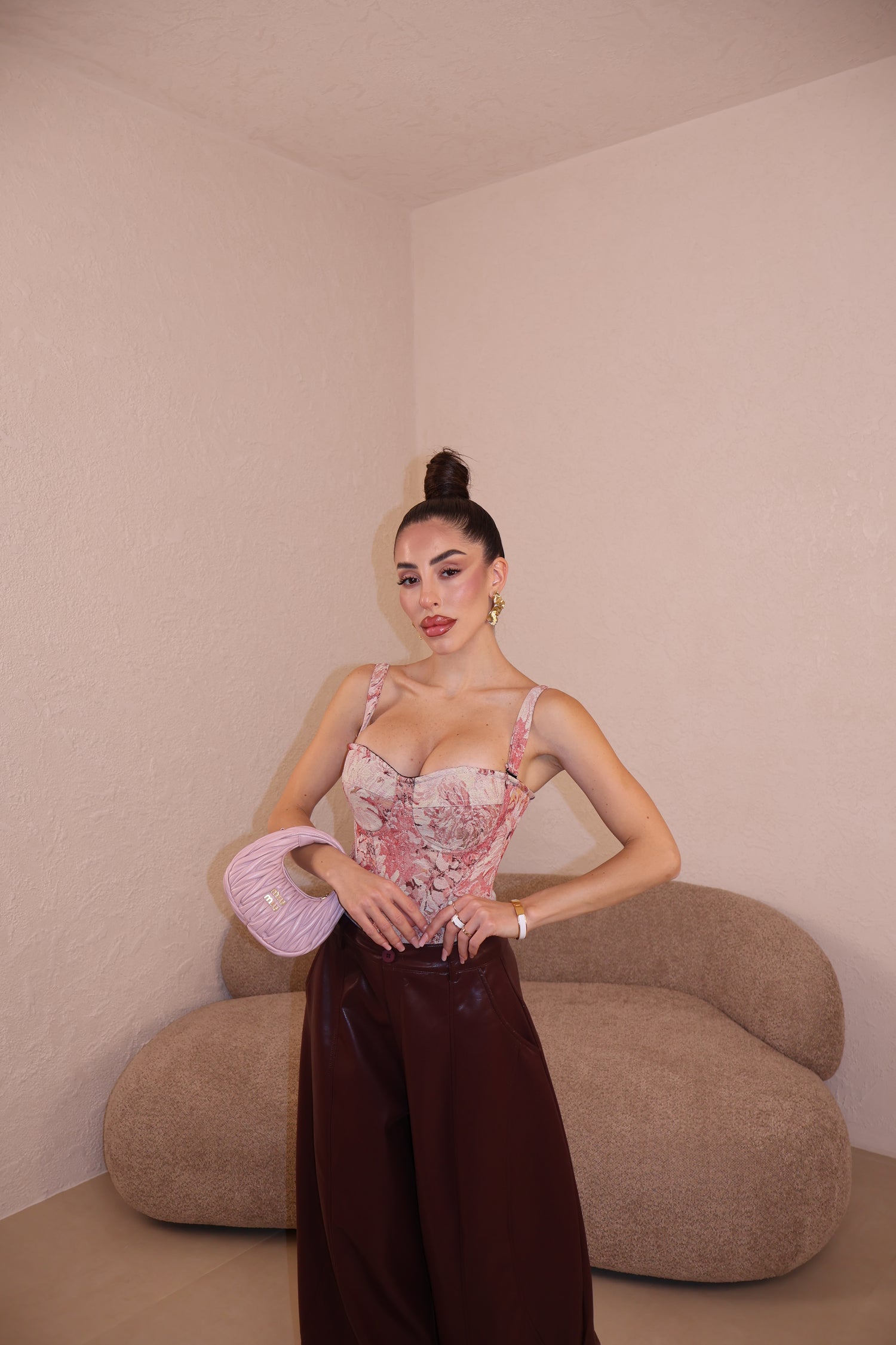 Corset Flowers Push up rosa