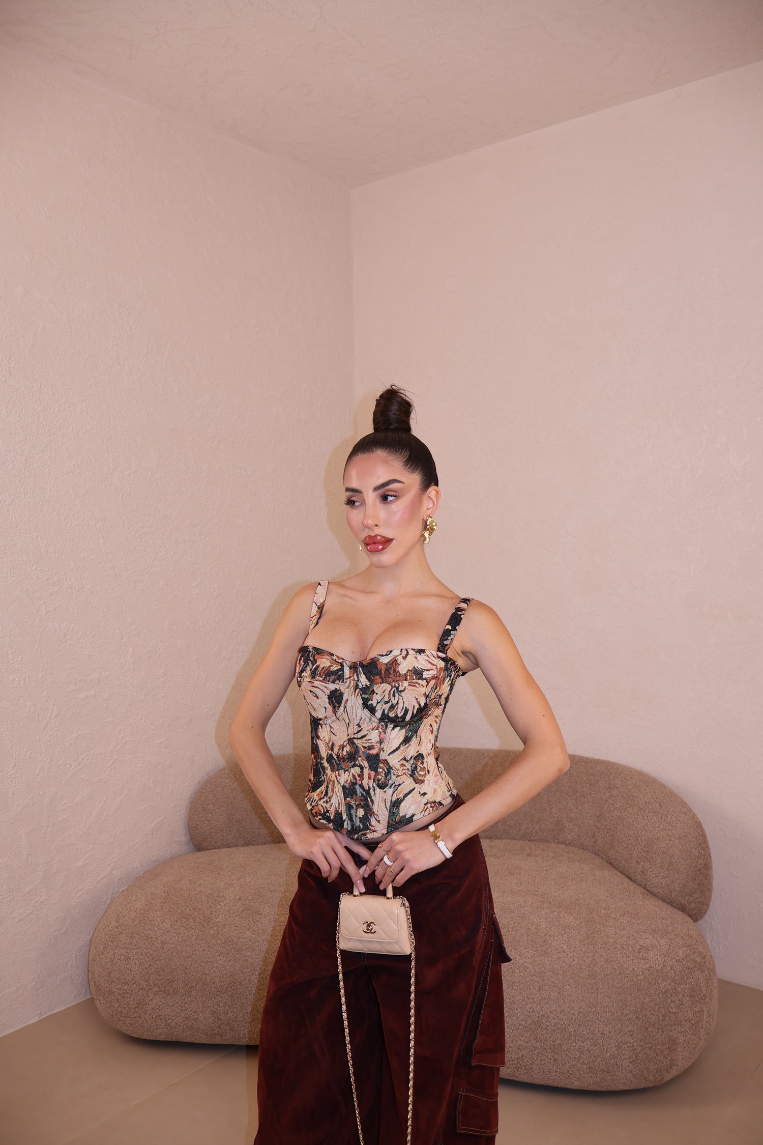 Corset Flowers Push up choco