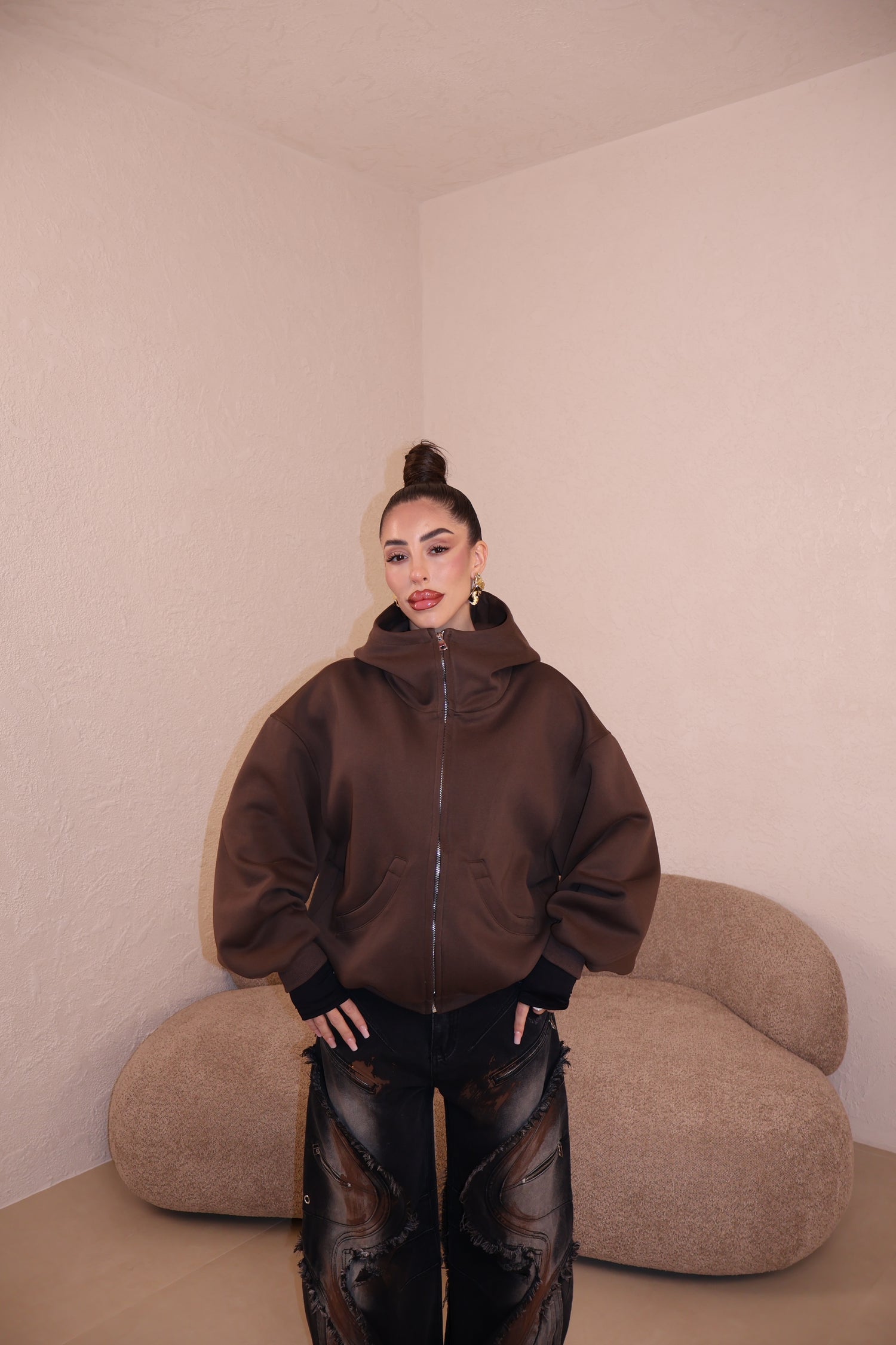 Felpa Oversize choco