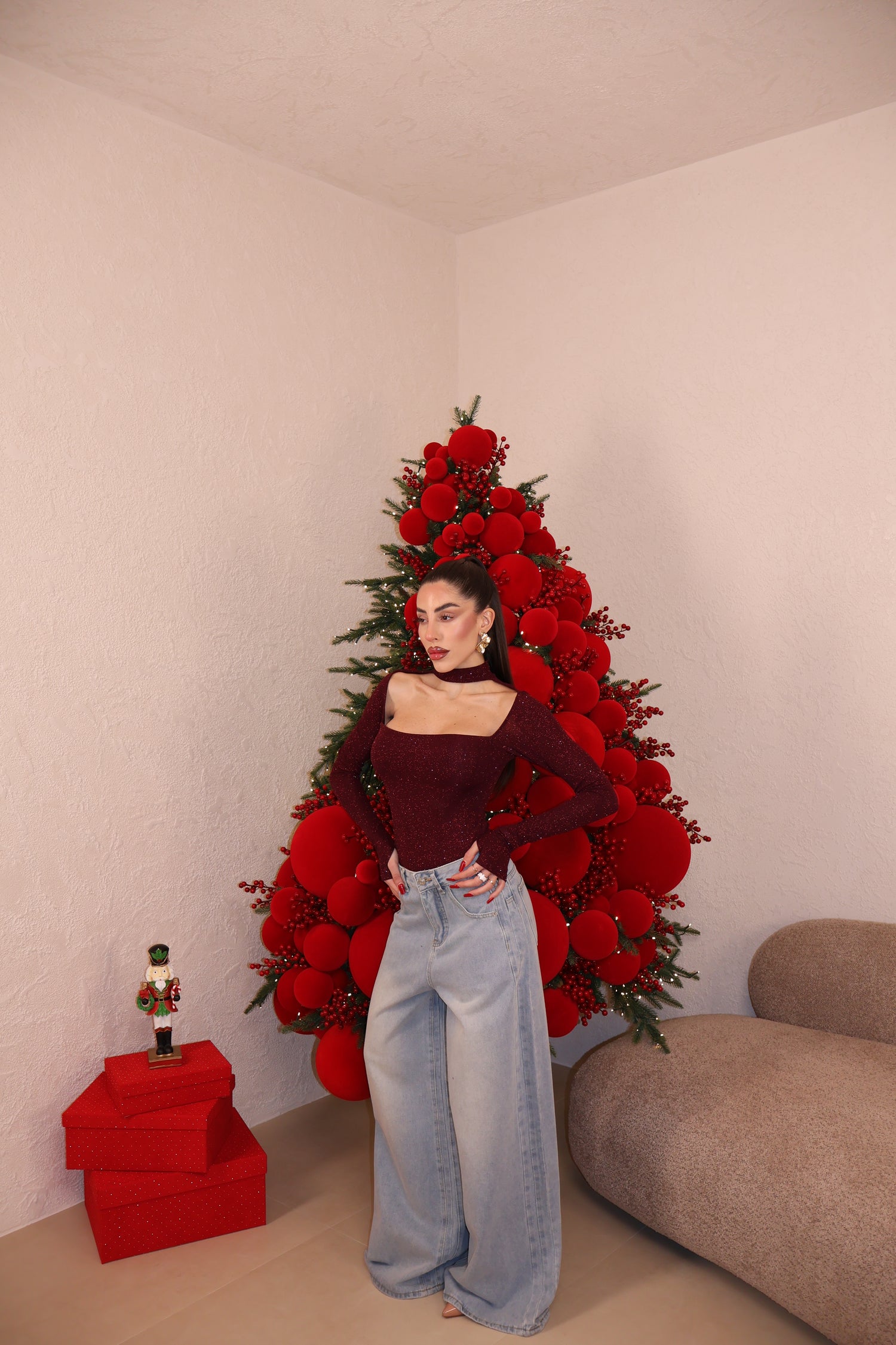 Body Collar Glitter bordeaux