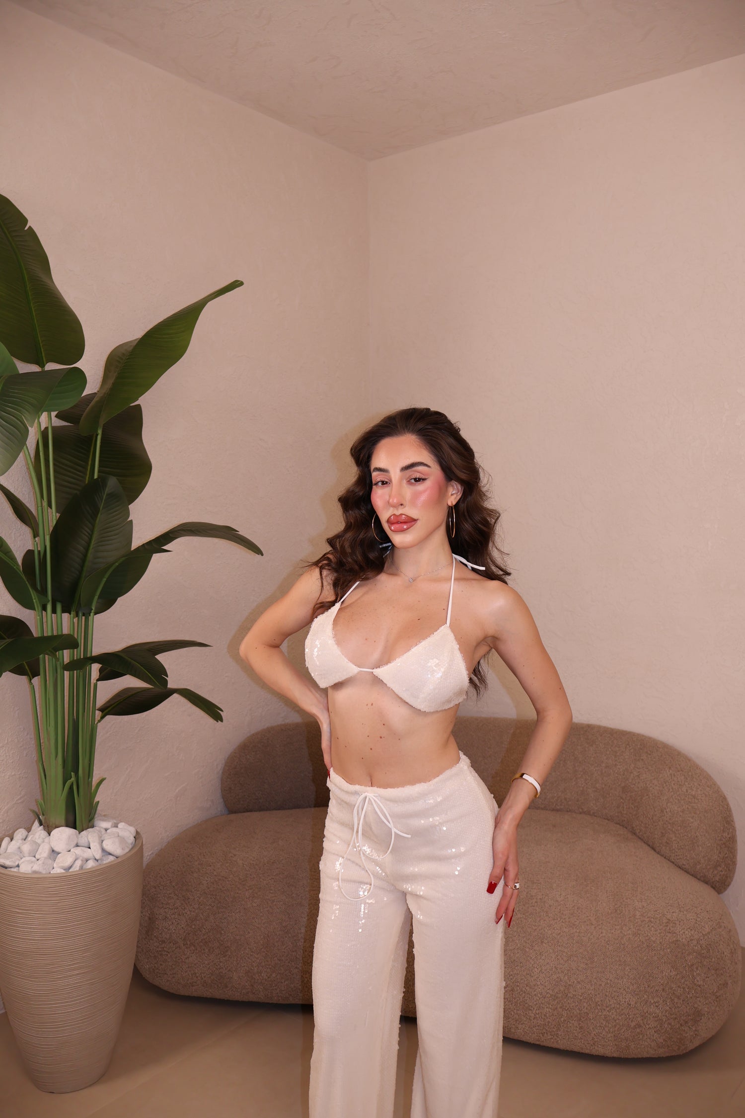 Co/Ord Paillettes bianco
