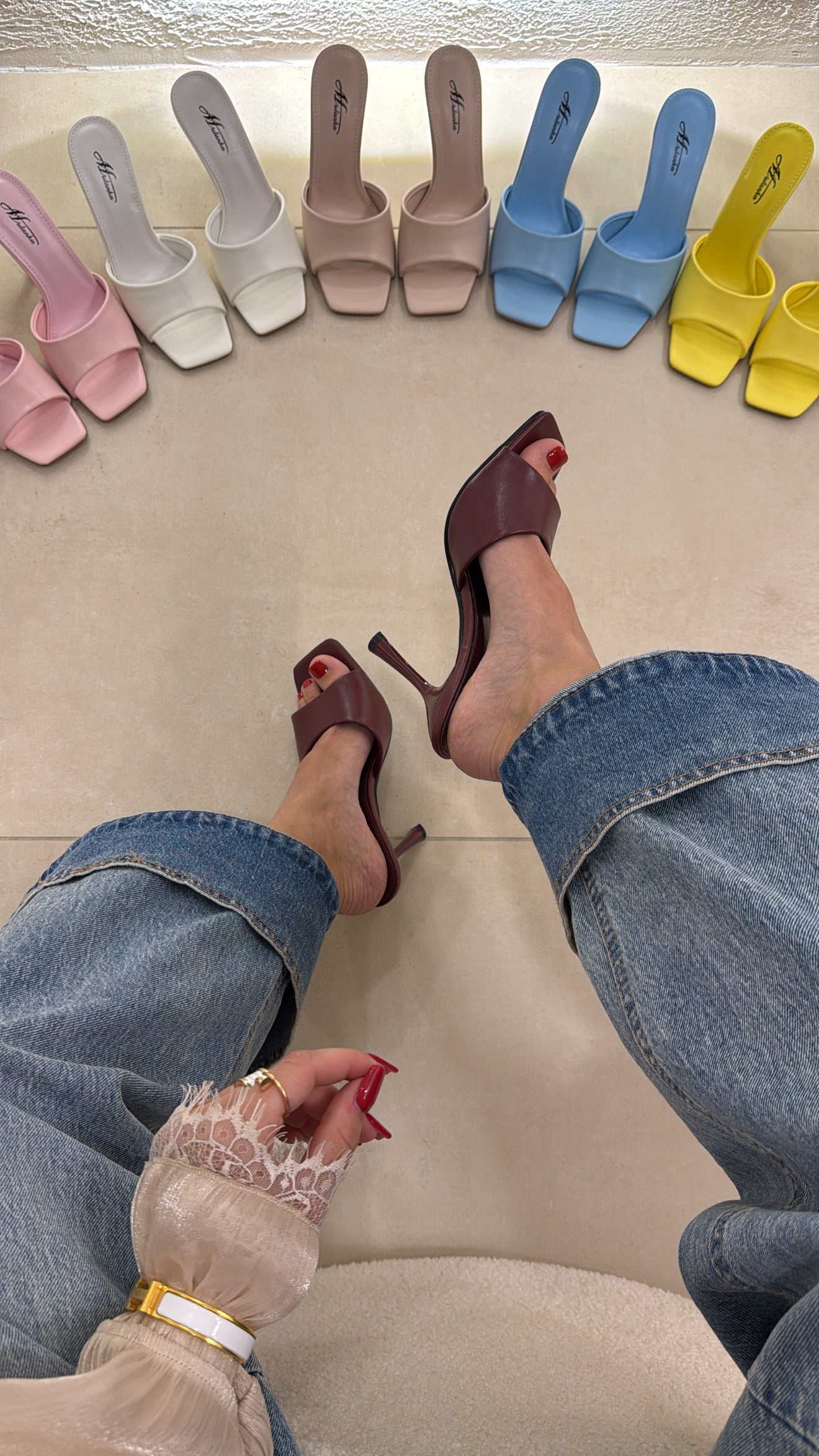 Mules Attico bordeaux