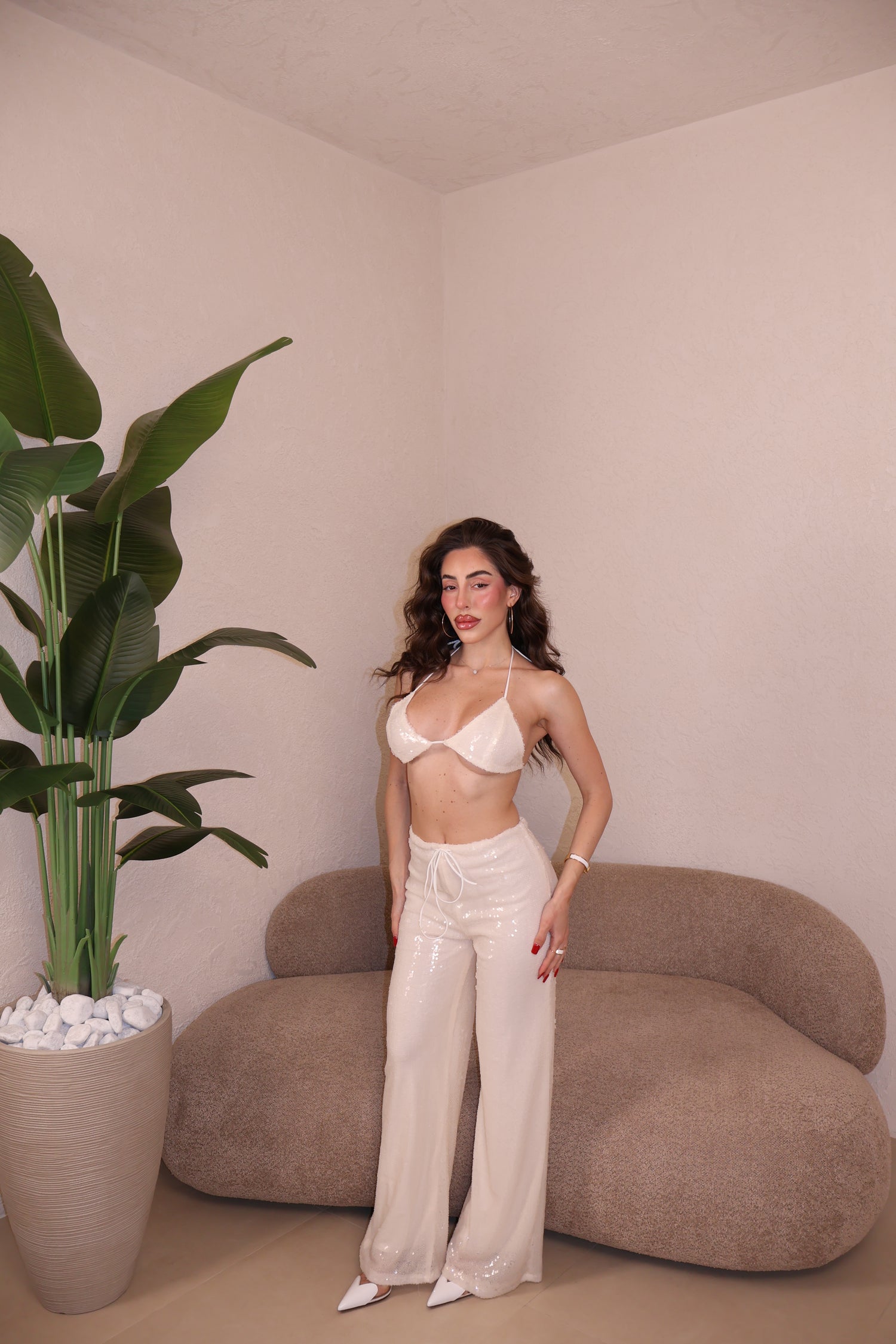 Co/Ord Paillettes bianco
