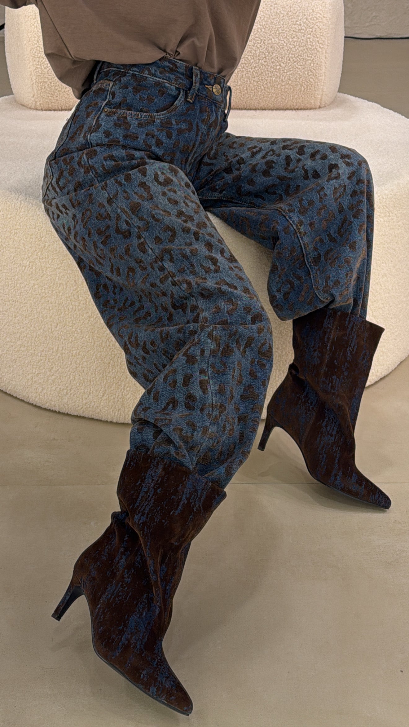 Stivali Chenille corti choco