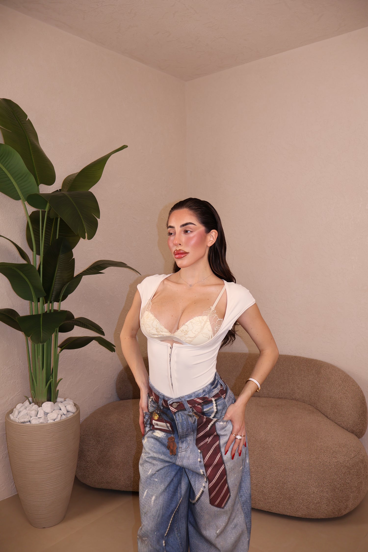 Maglia Corset panna