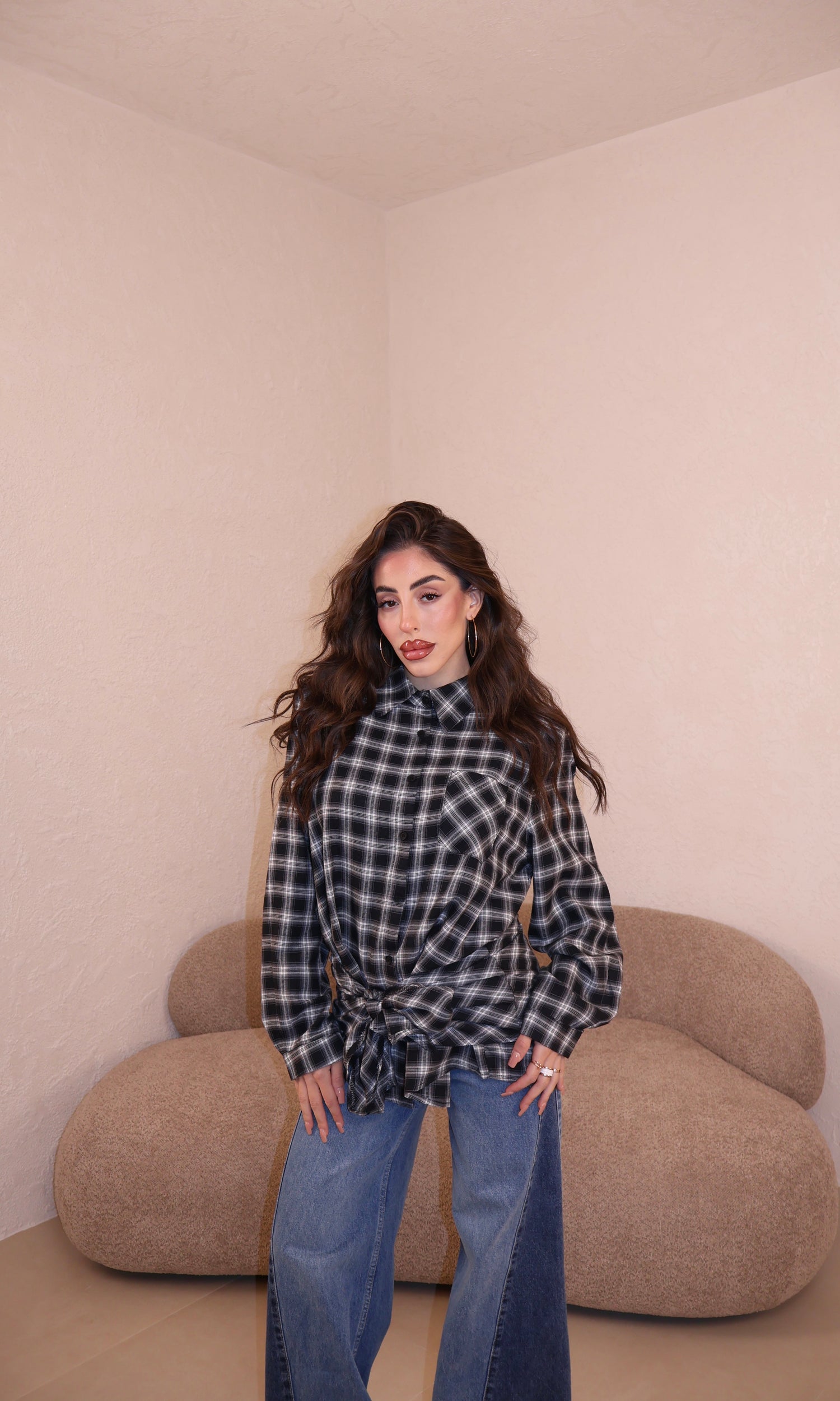 Camicia Vichy Nodo black