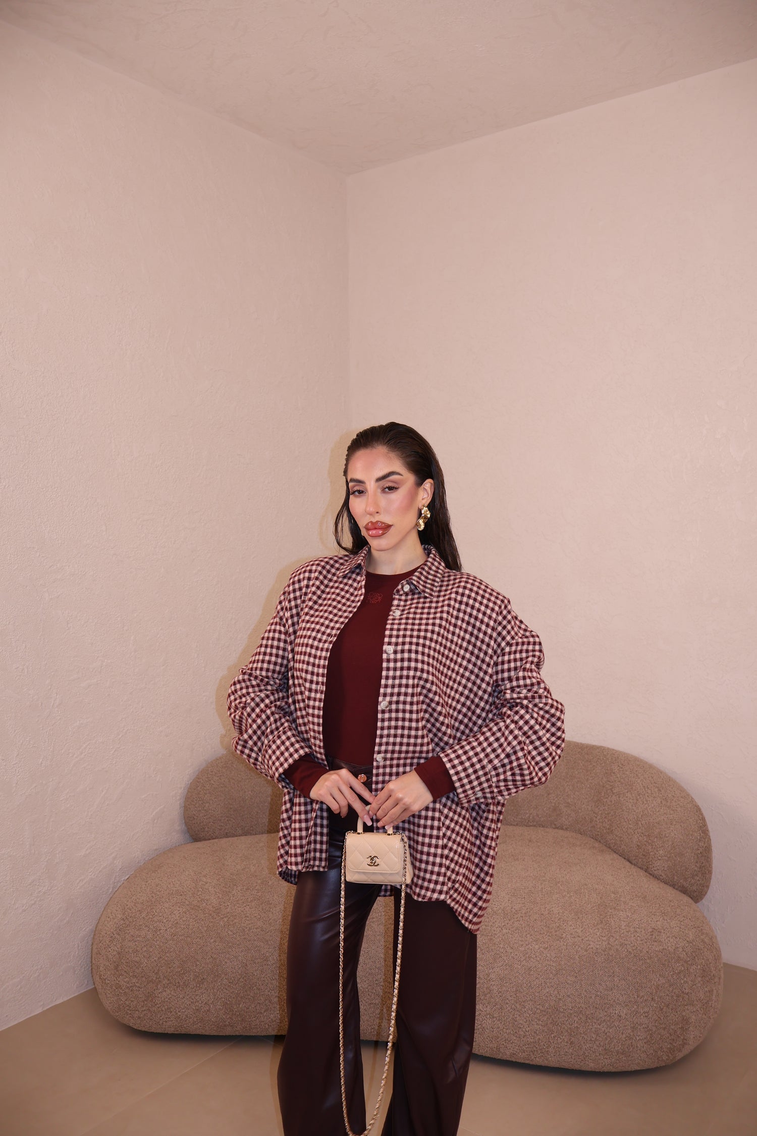 Camicia Flannel bordeaux