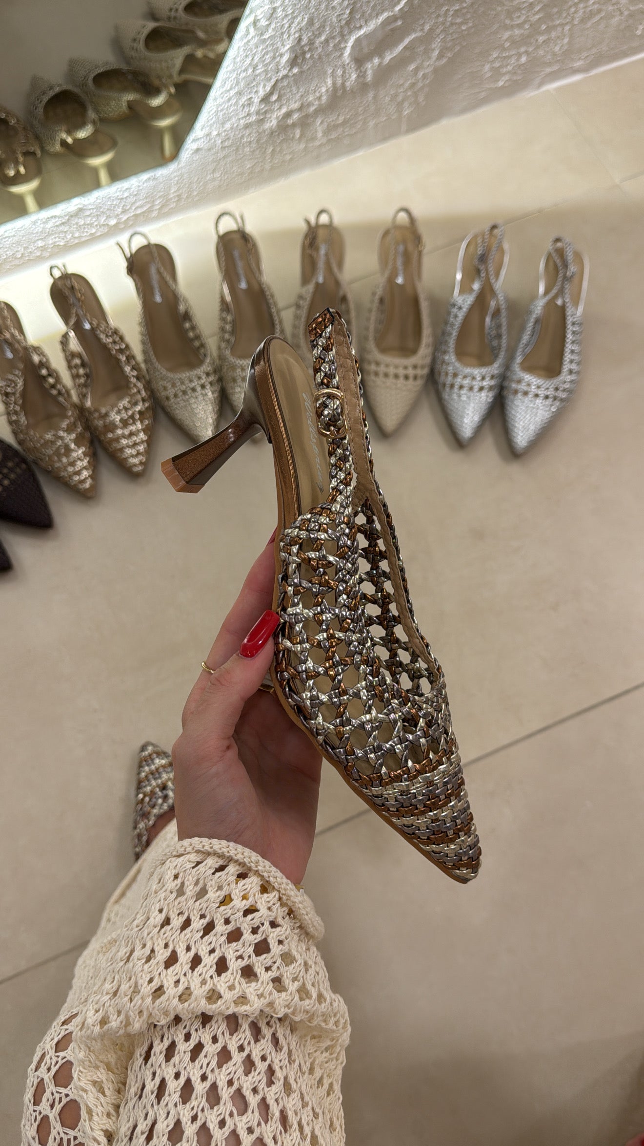 Slingback Crochet bronze