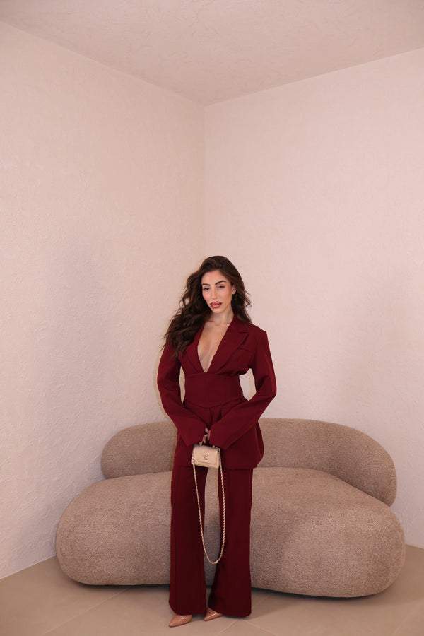 Tailleur Corset bordeaux