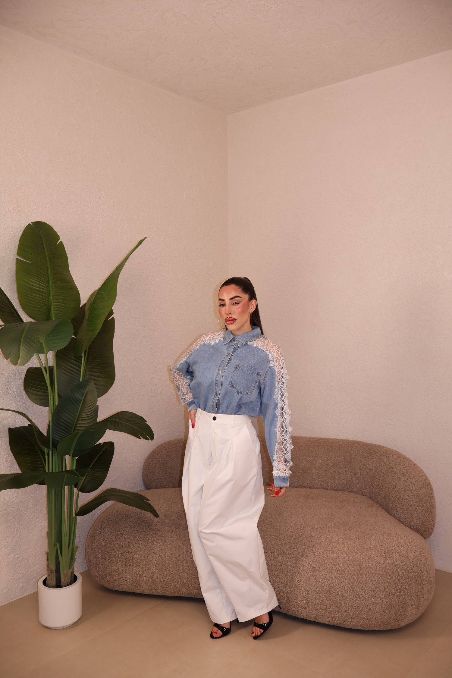 Pantaloni Soft white