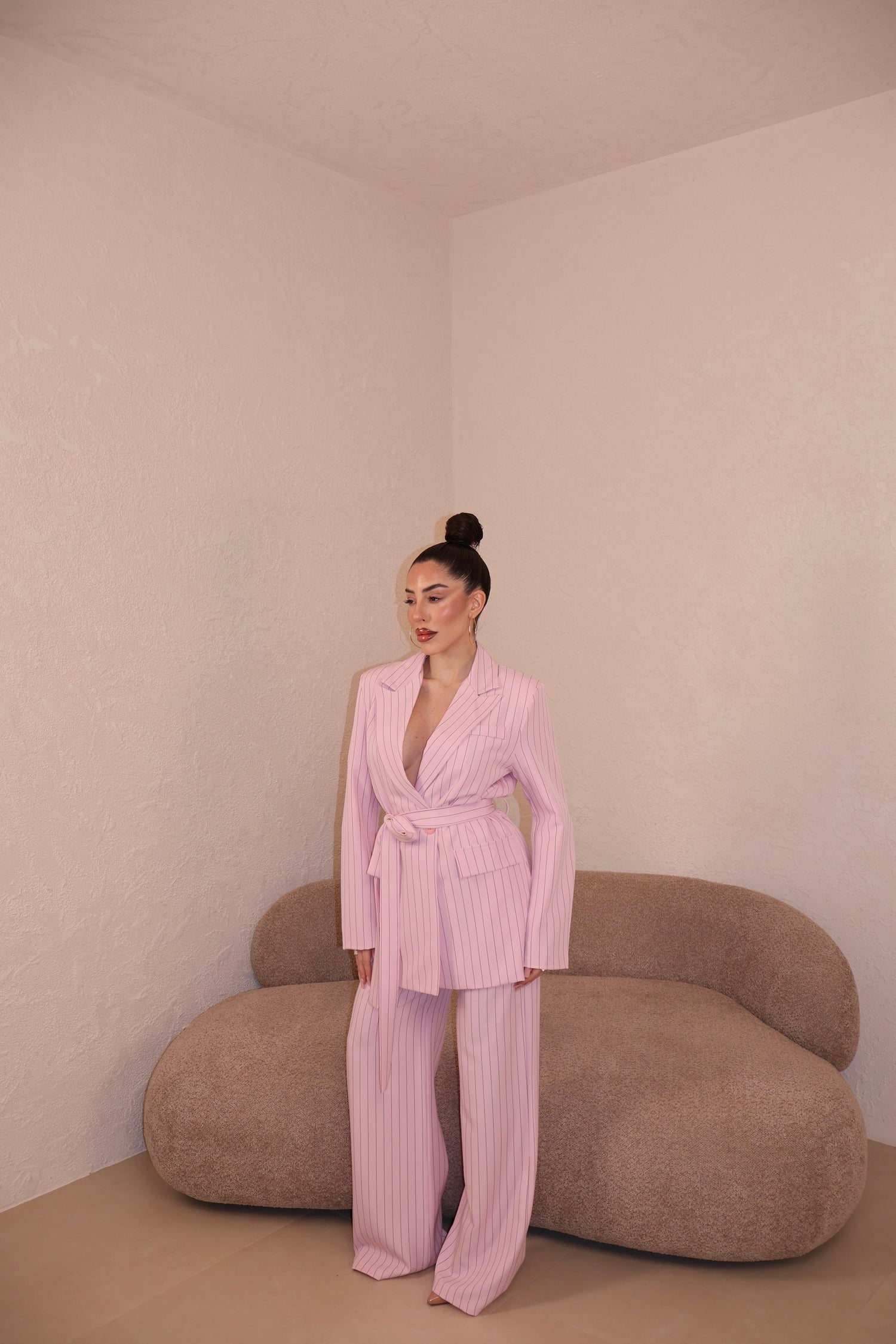 Tailleur Gessato rosa