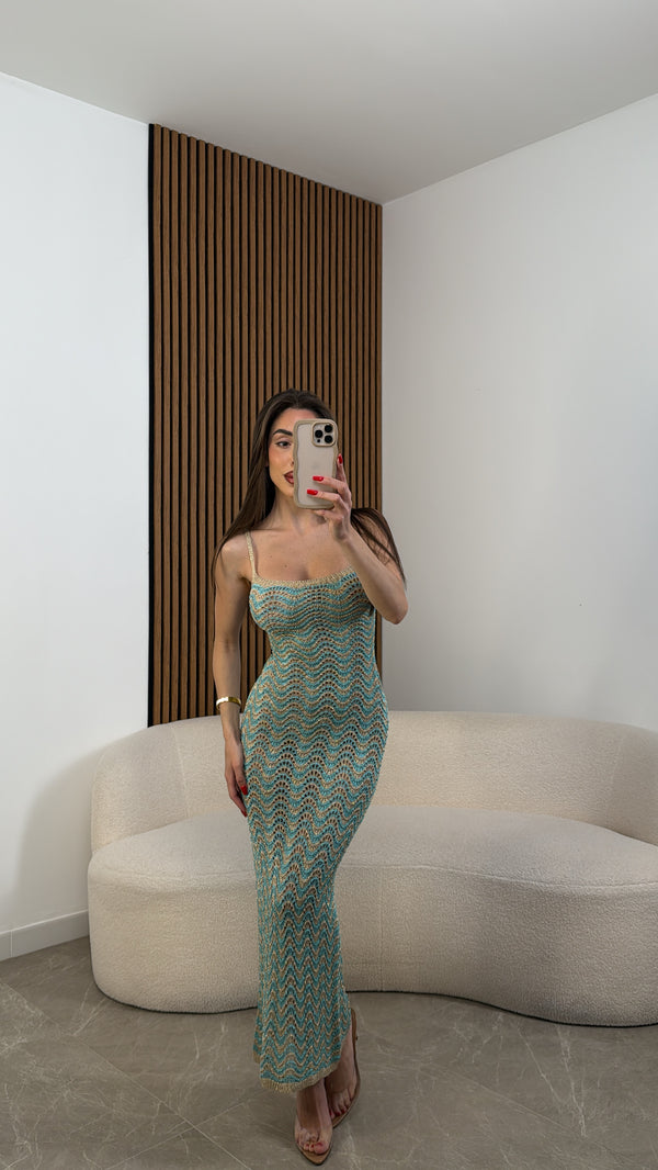 Tubino in filo lurex turchese
