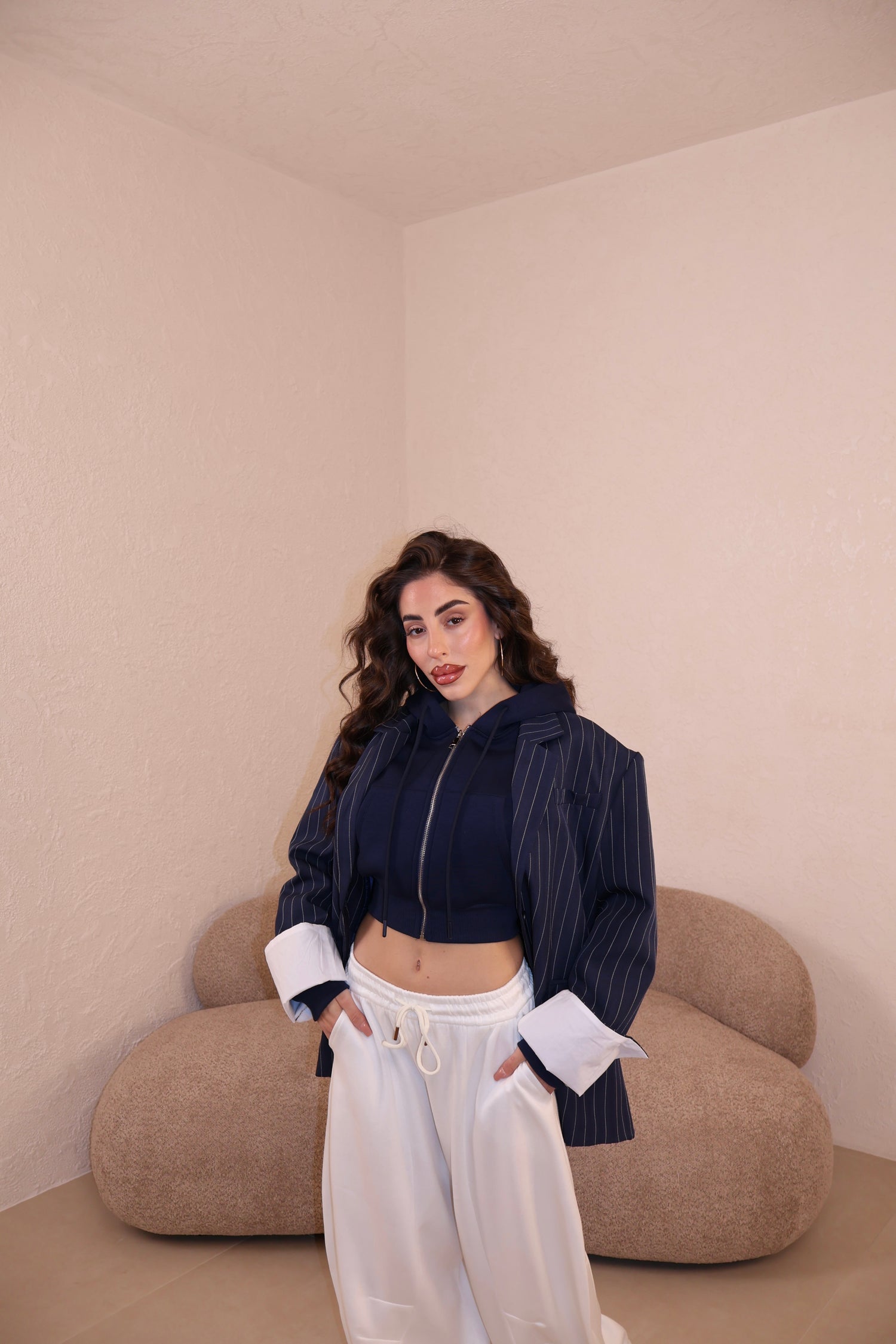 Giacca Over Gessata blue