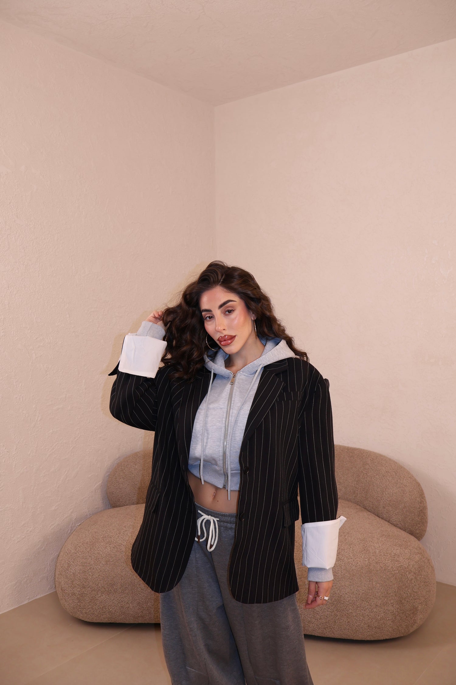 Giacca Over Gessata black