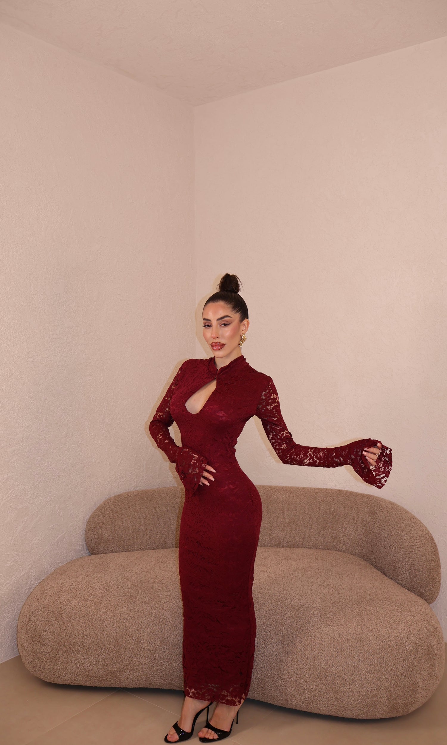 Abito Megan lungo bordeaux