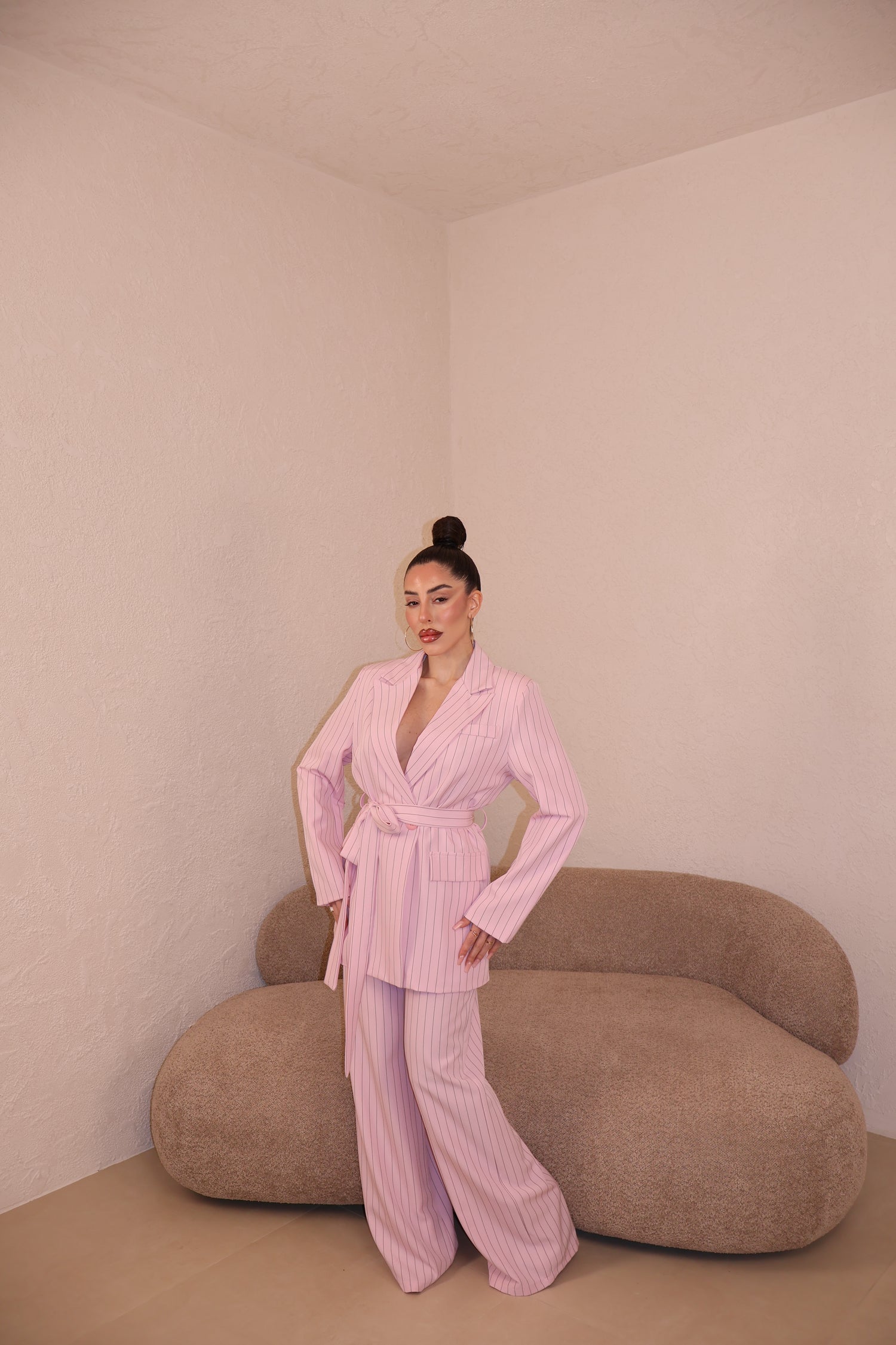 Tailleur Gessato rosa