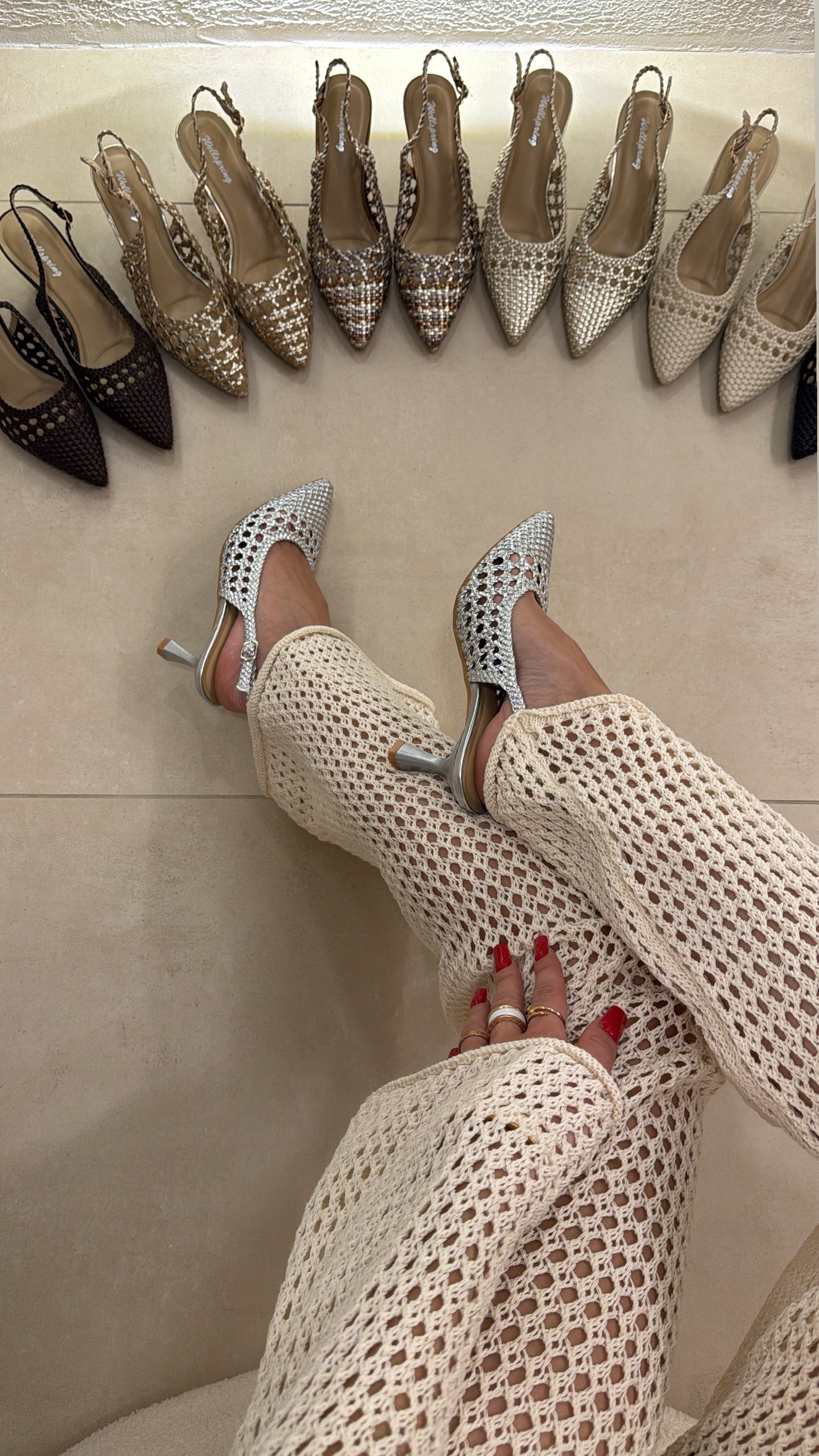 Slingback Crochet silver