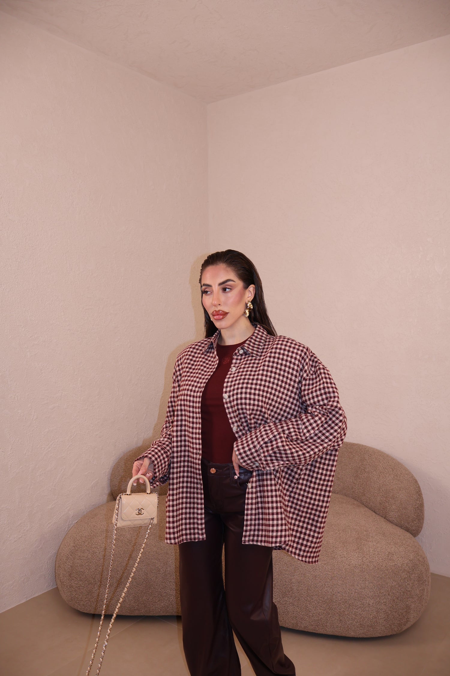 Camicia Flannel bordeaux