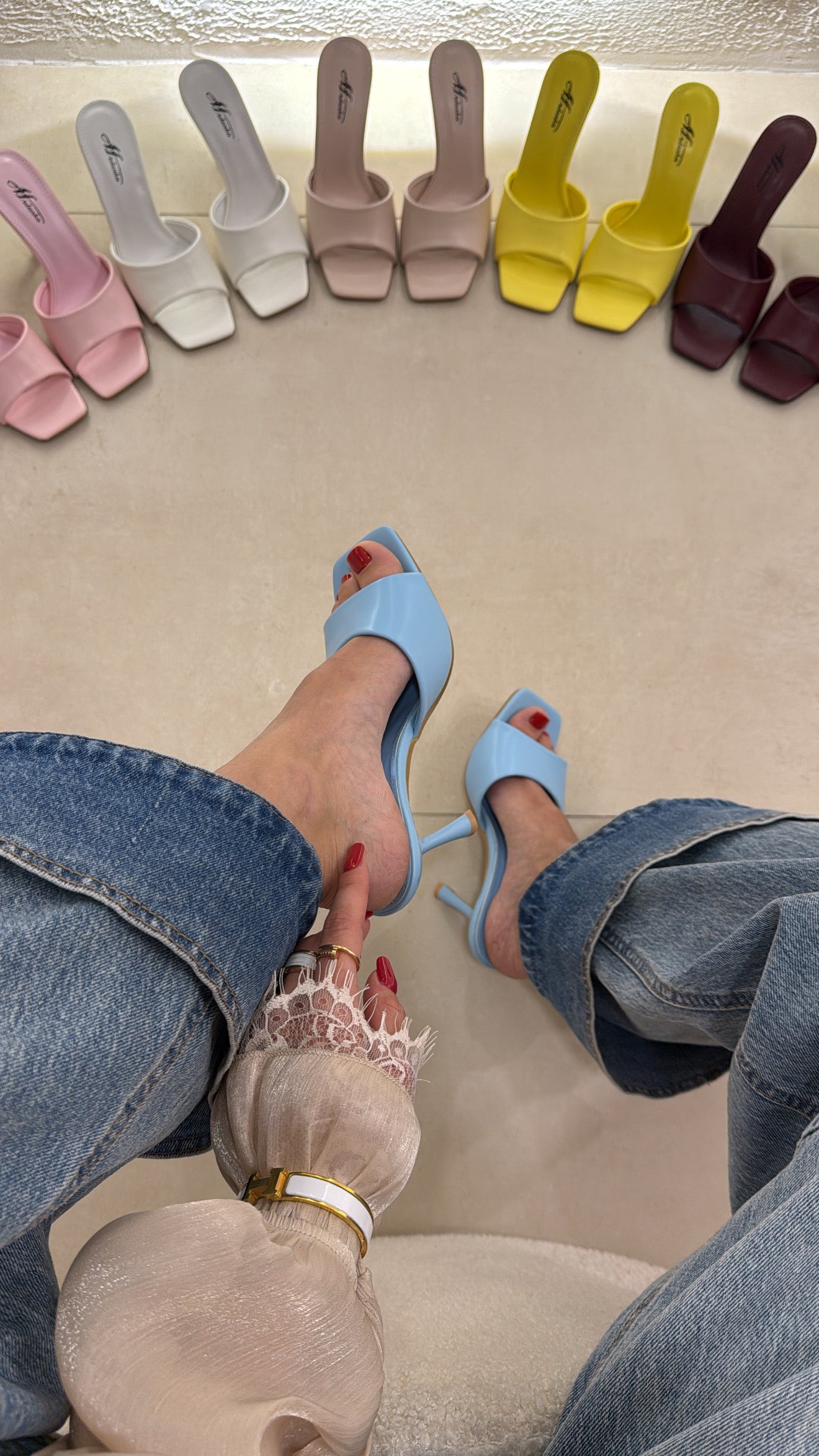 Mules Attico celeste