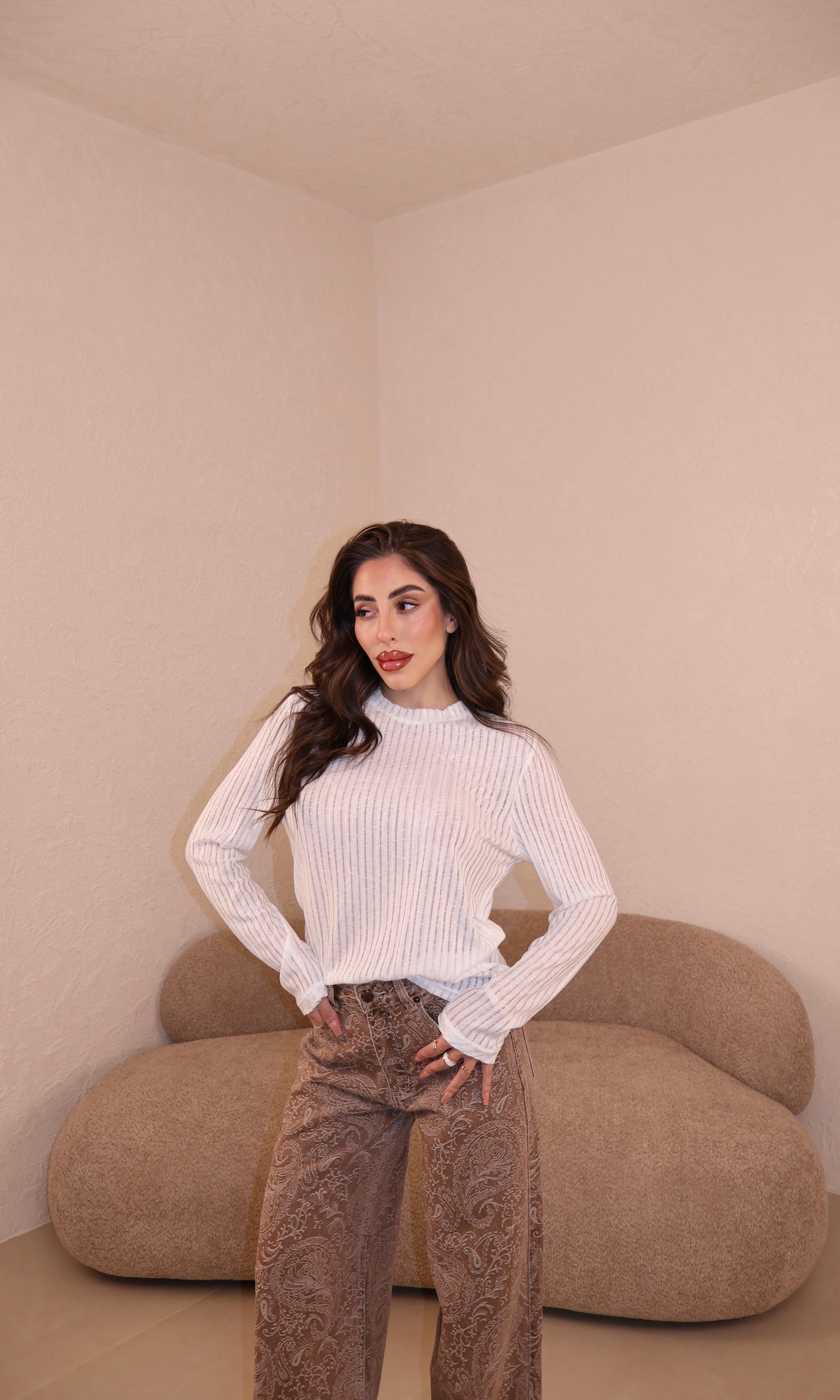 Maglia Righe Velo bianca