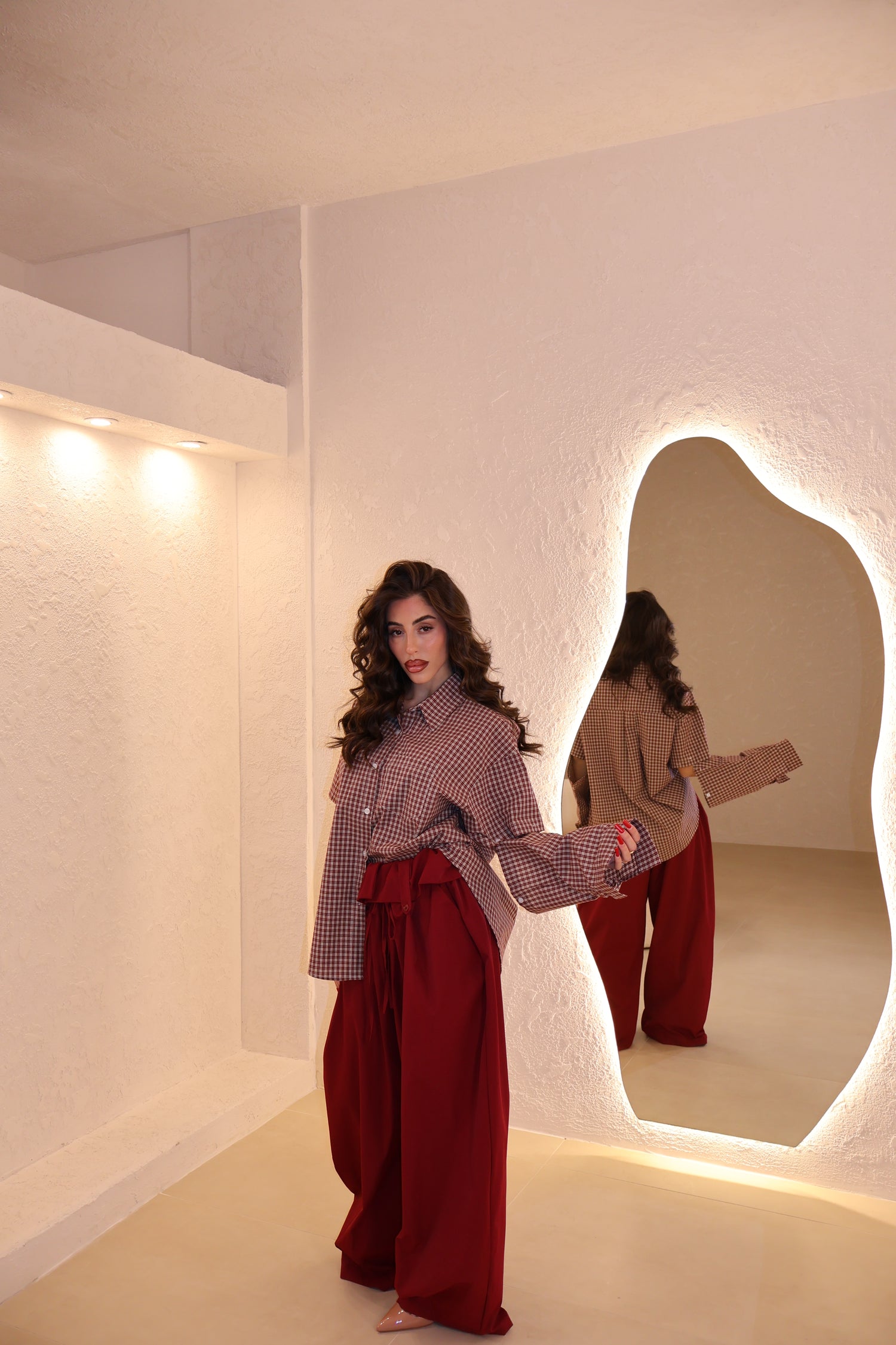 Pantaloni Rouche bordeaux