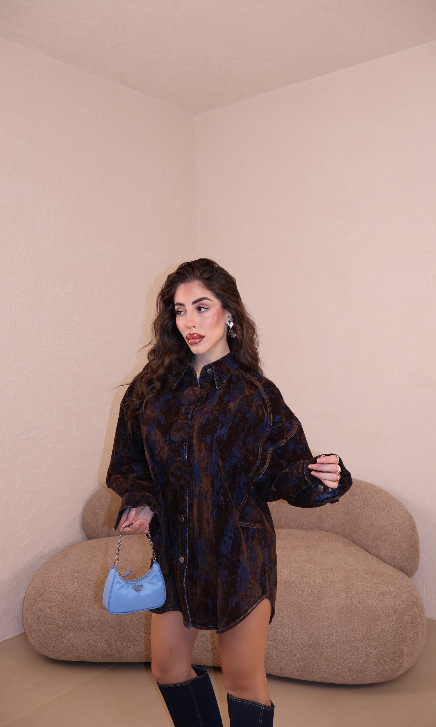 Camicia Over Chenille marrone