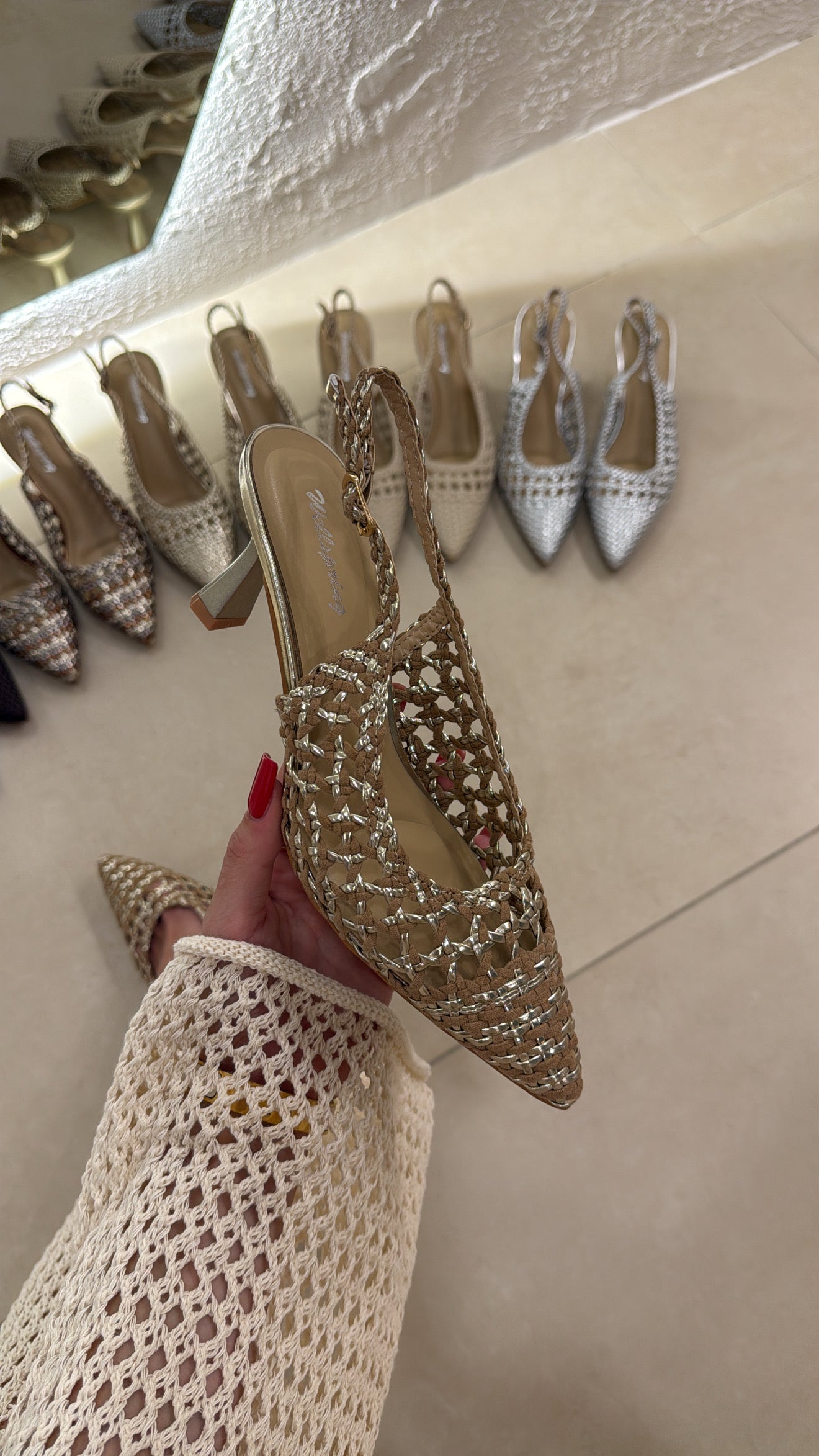Slingback Crochet khaki