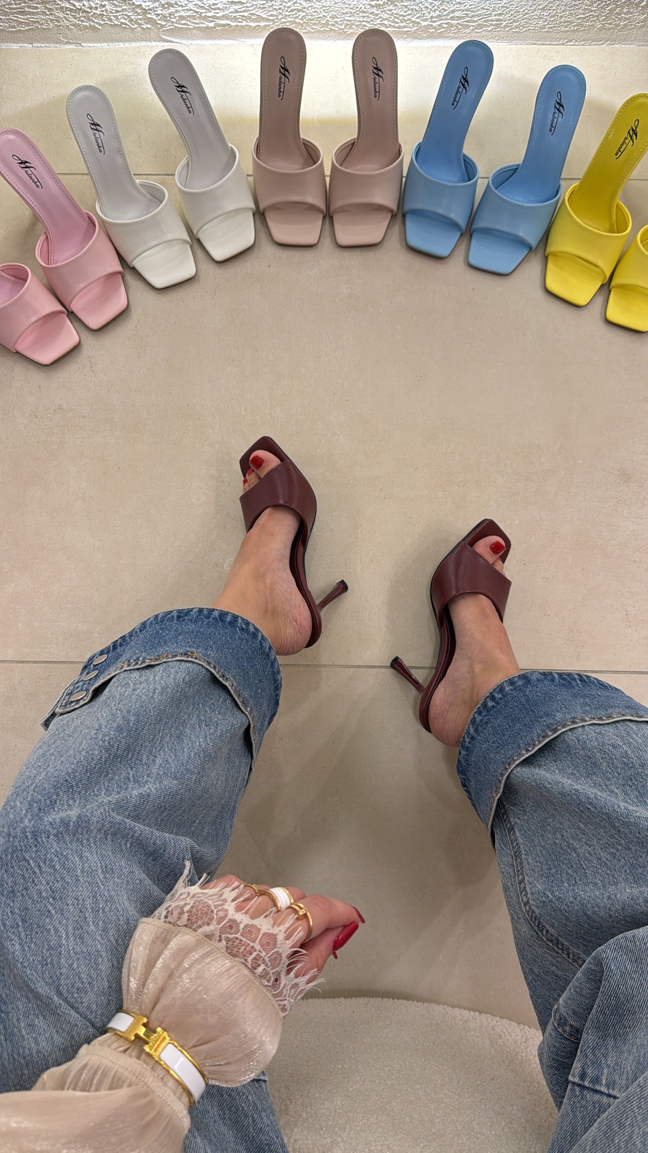 Mules Attico bordeaux