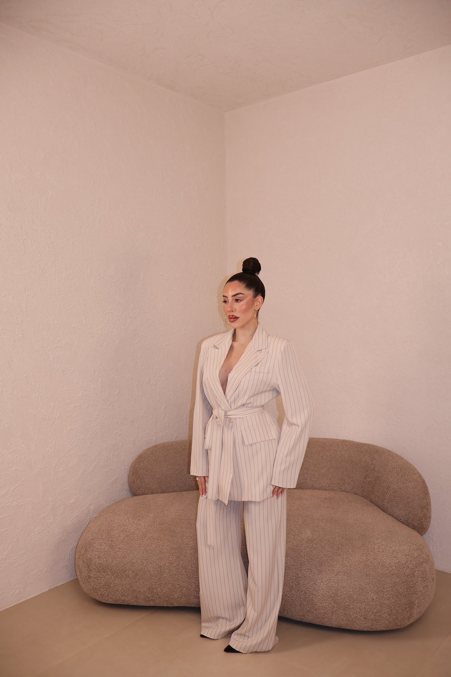 Tailleur Gessato panna