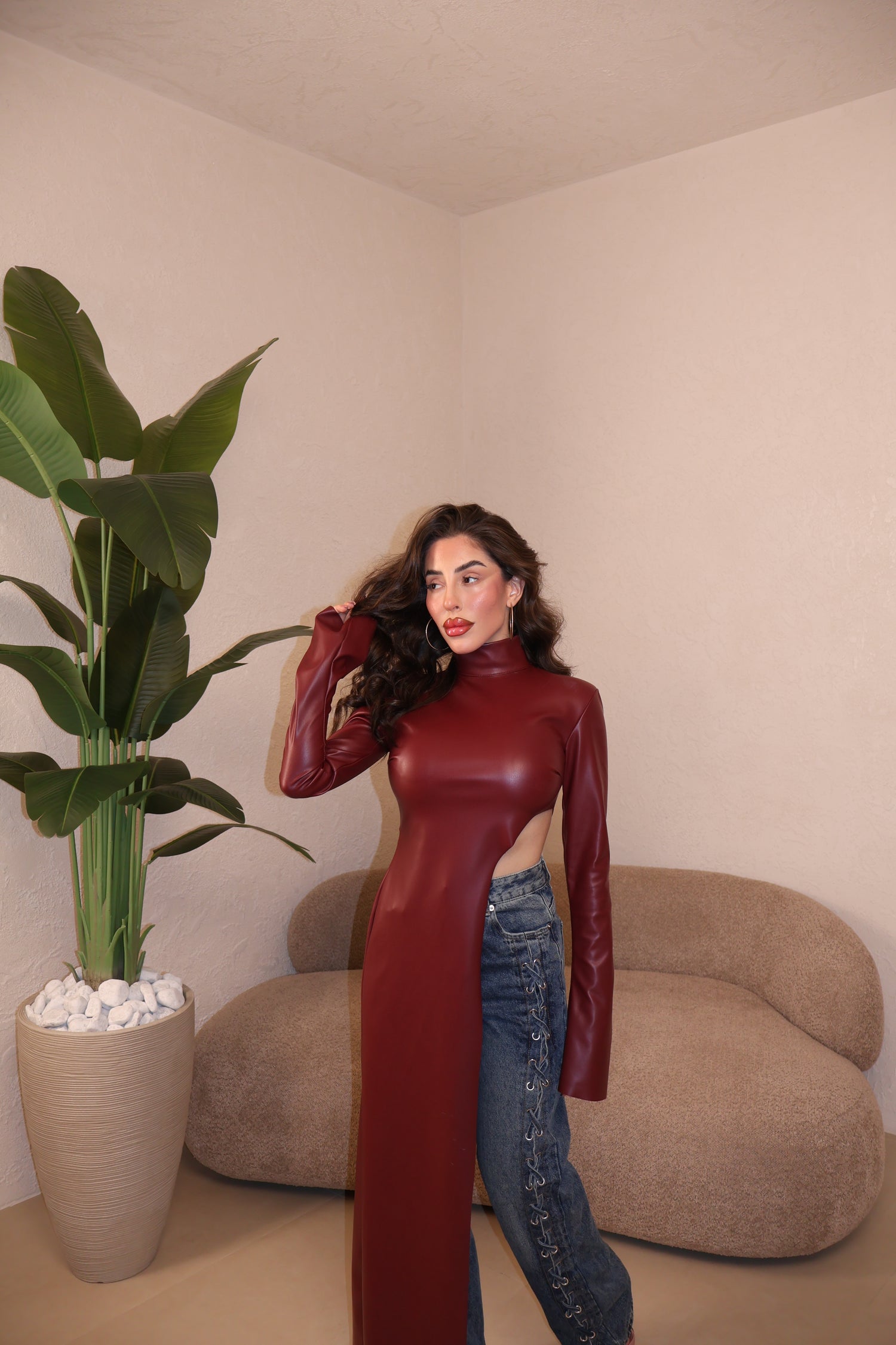 Maglia Similpelle bordeaux