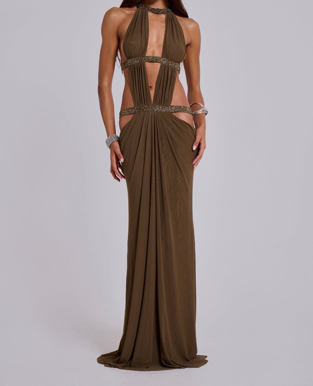 Cut Out Maxi Dress khaki