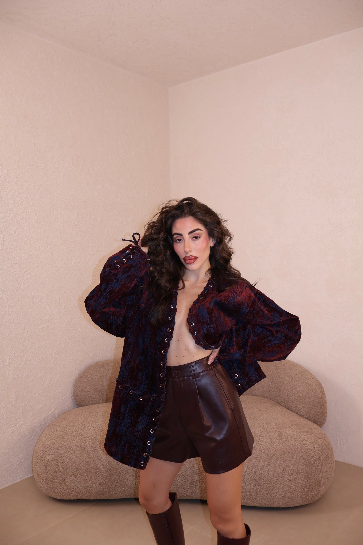 Shorts Similpelle bordeaux