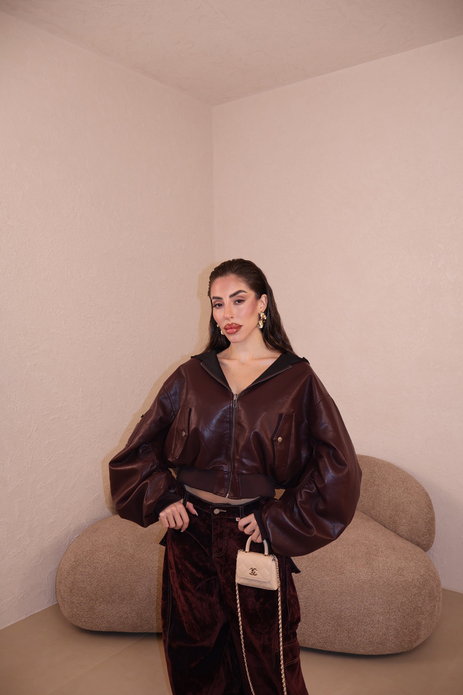 Giacca/Bomber Ecopelle bordeaux