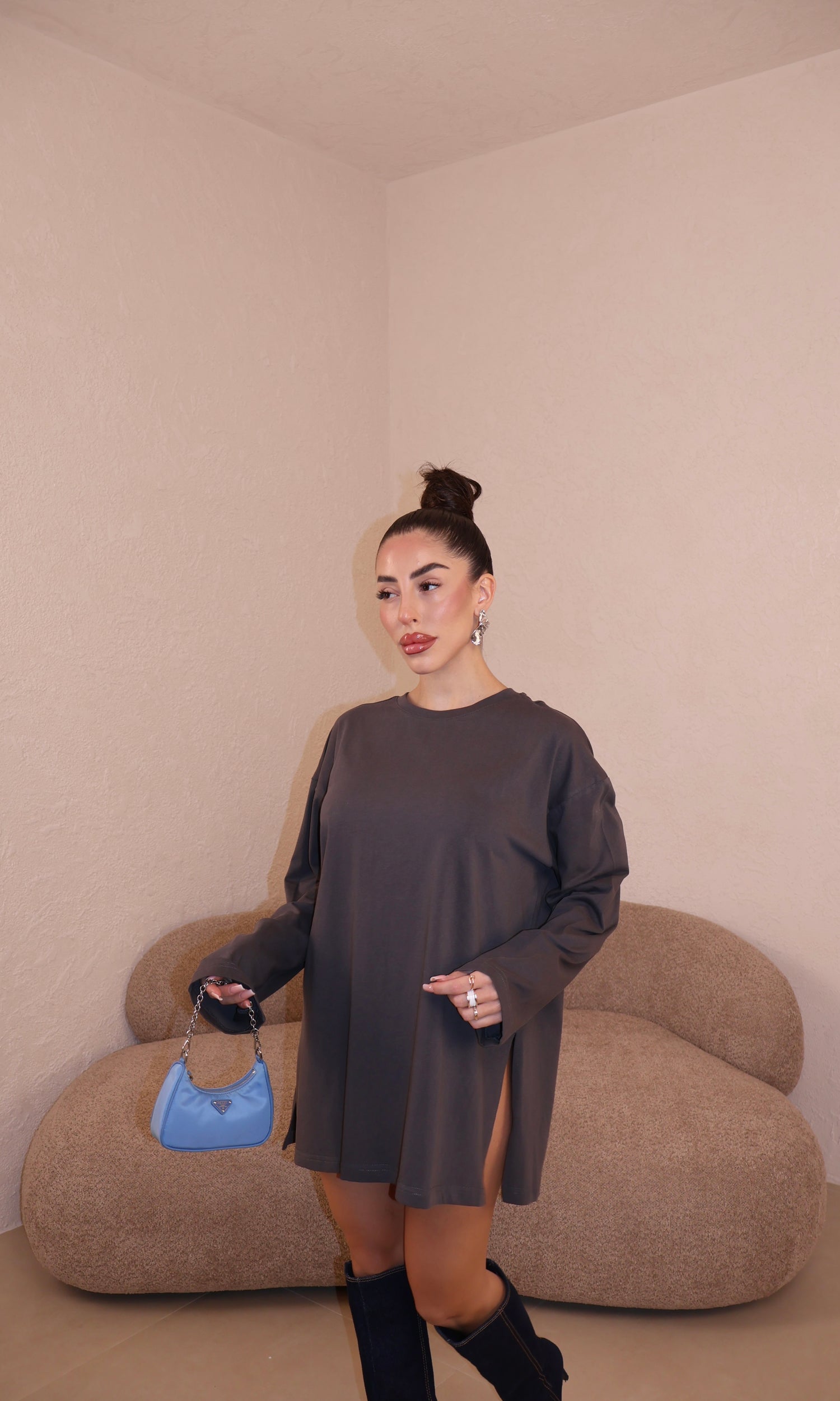 Maglia Over Spacchi grey