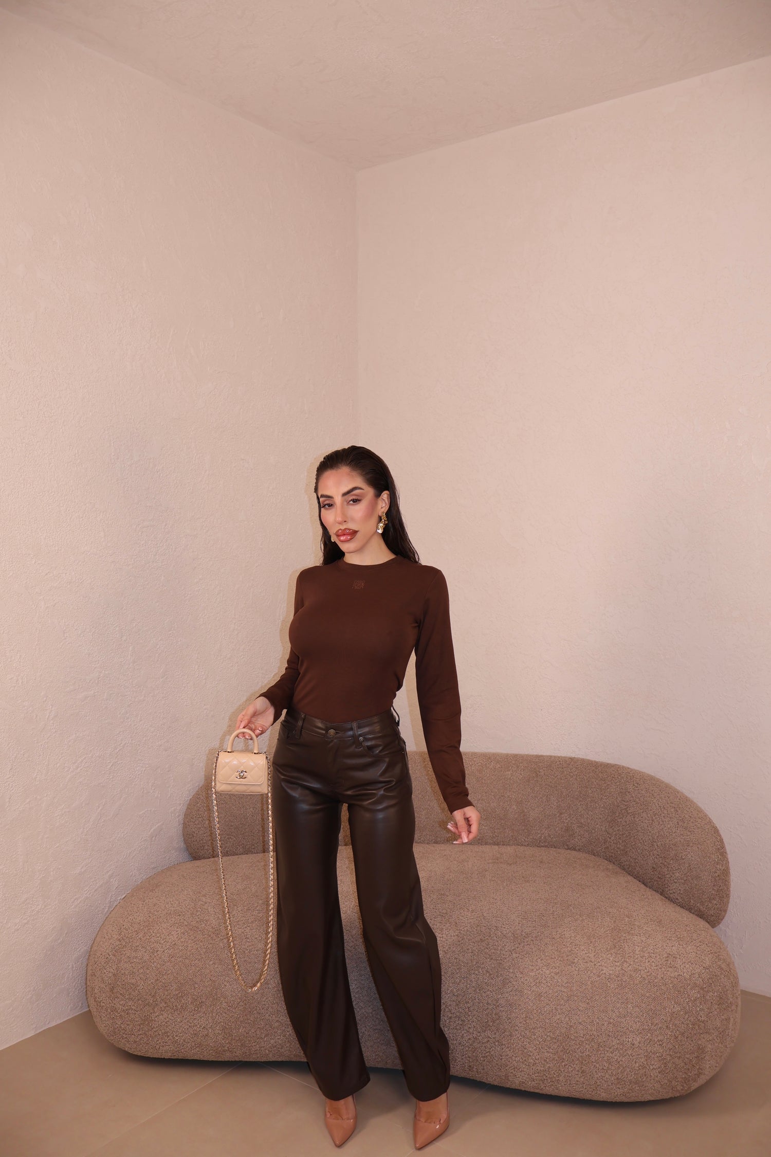 Pantaloni Ecopelle choco