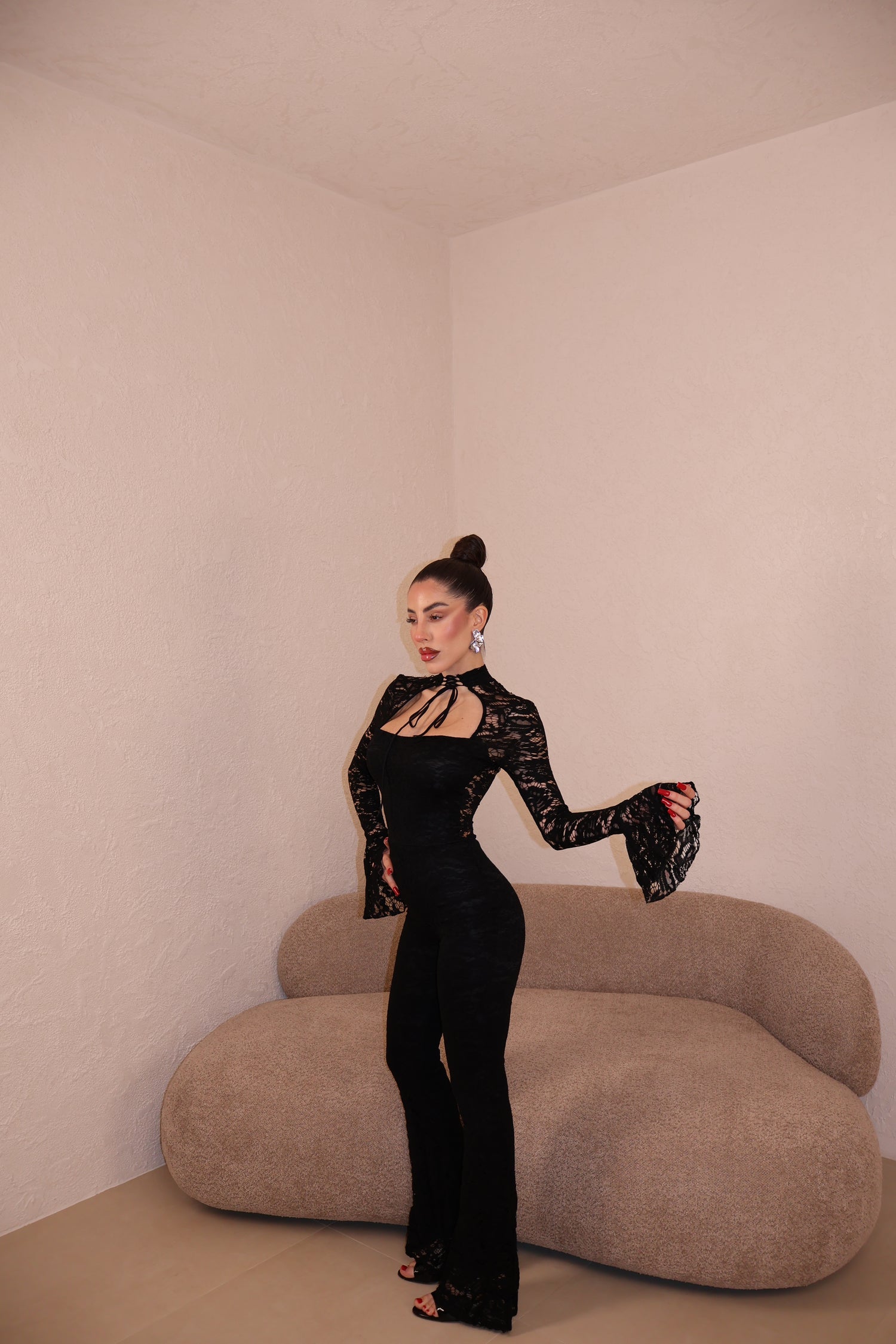 Jumpsuit Collar Pizzo black