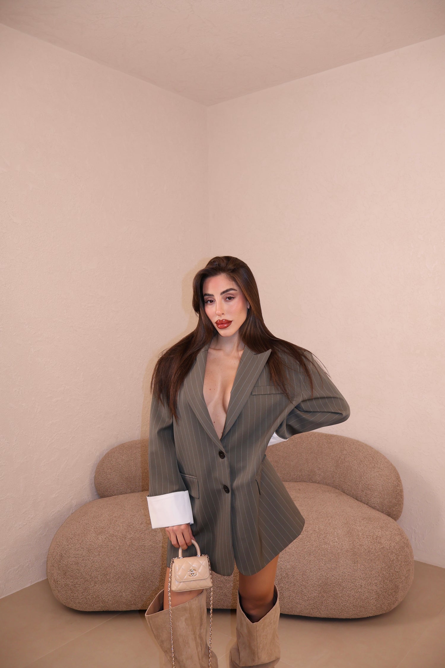 Giacca Over Gessata military