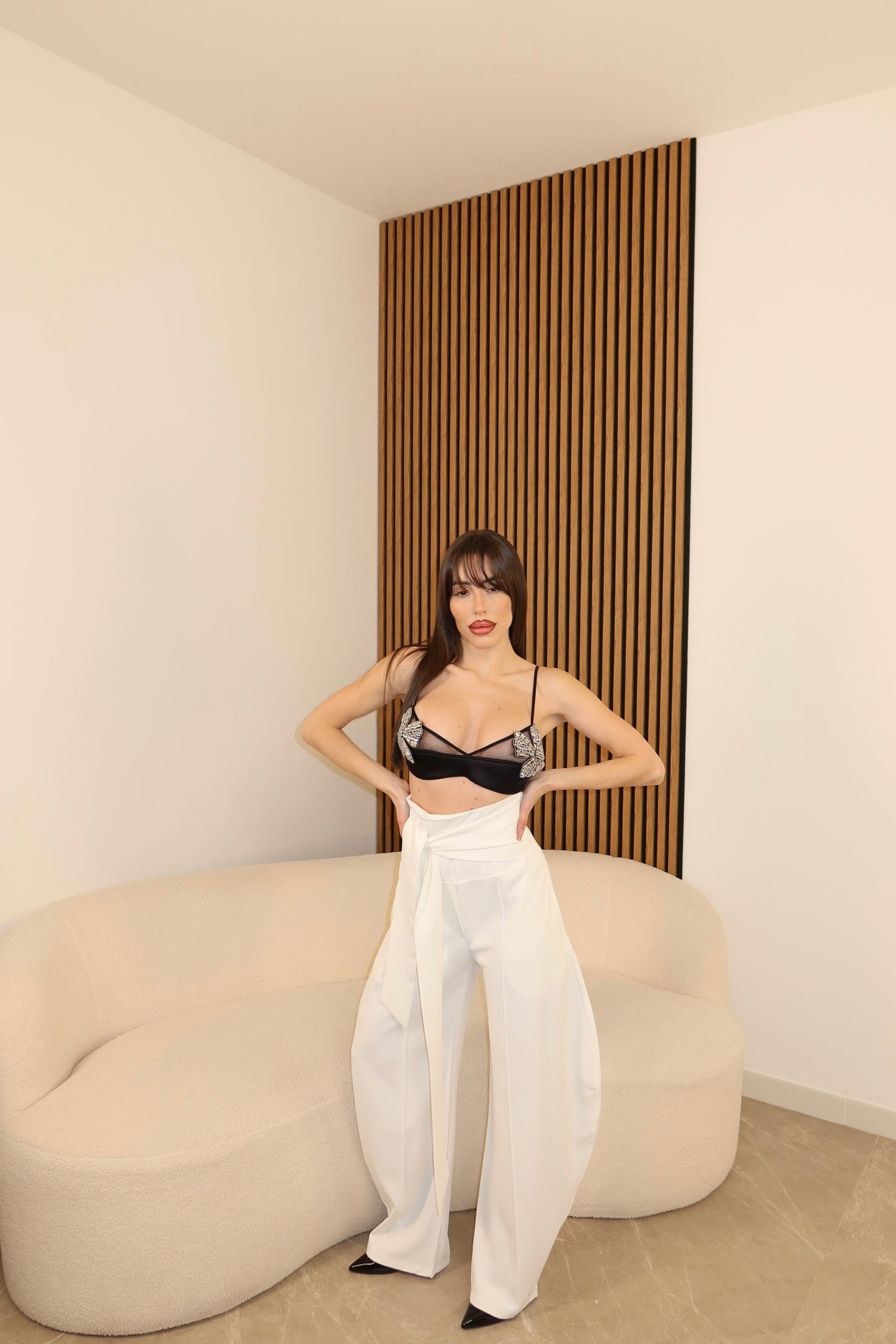 Pantaloni Ballon nodo bianco