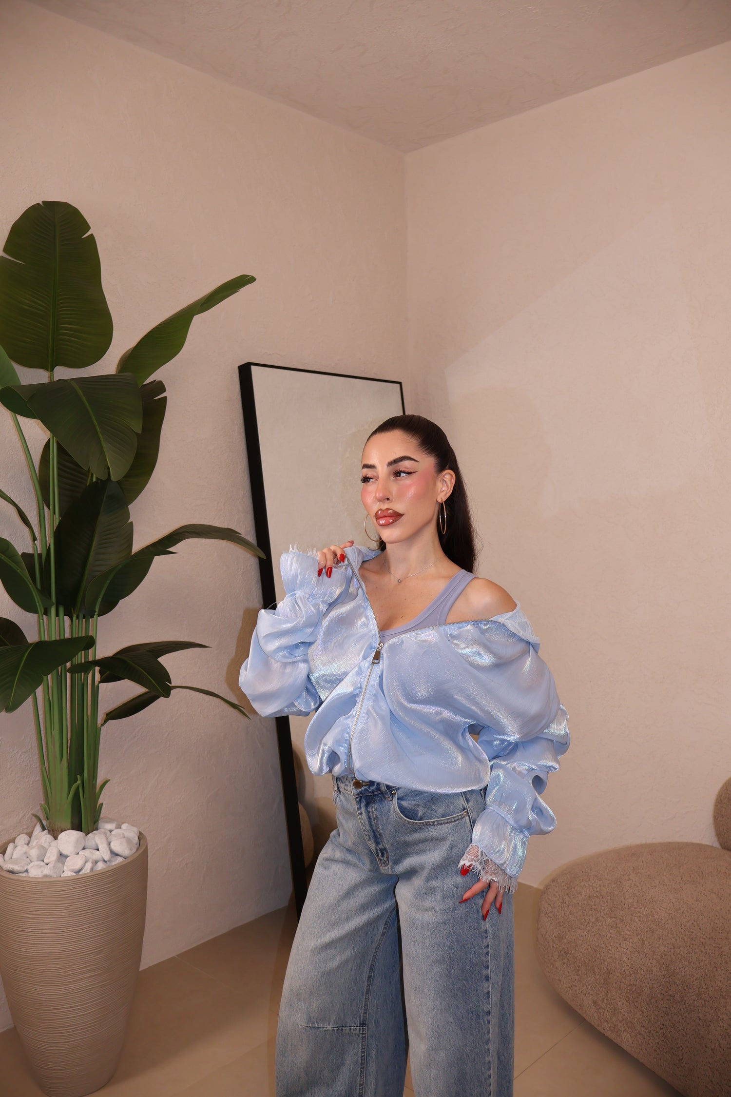 Giacca Satin polvere