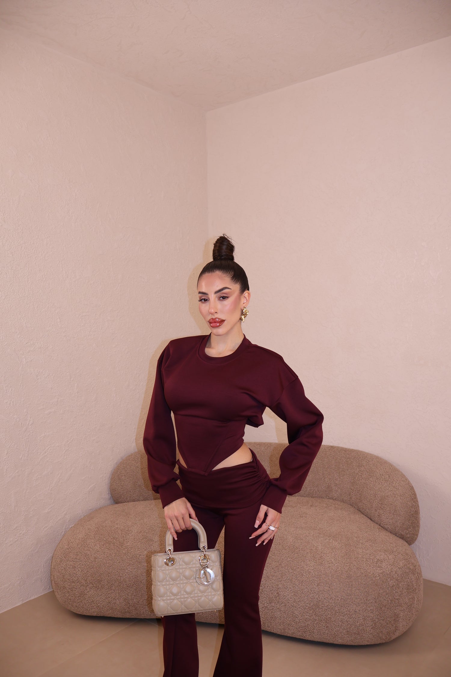 Co/Ord Tuta Stringhe bordeaux