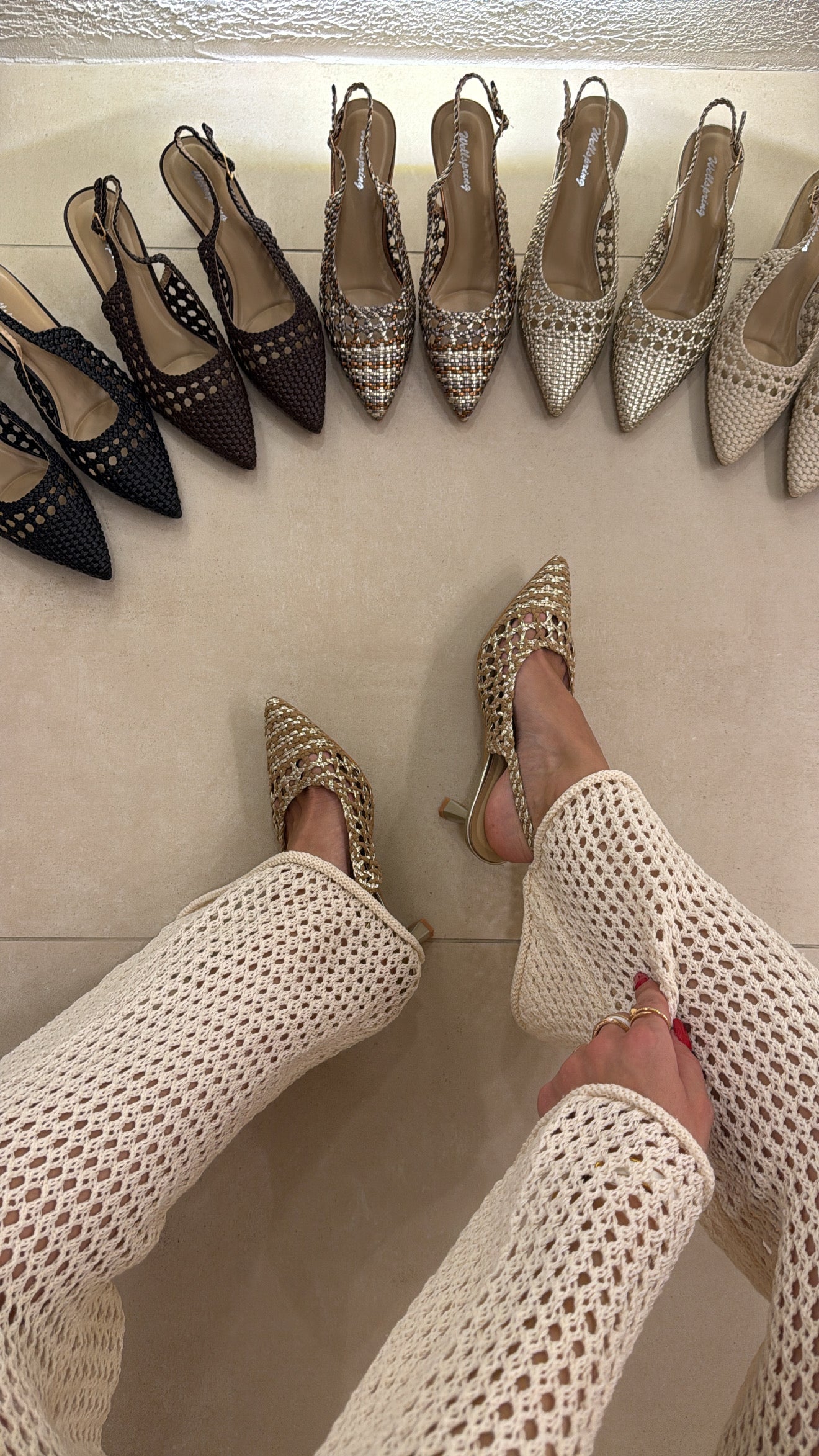 Slingback Crochet khaki